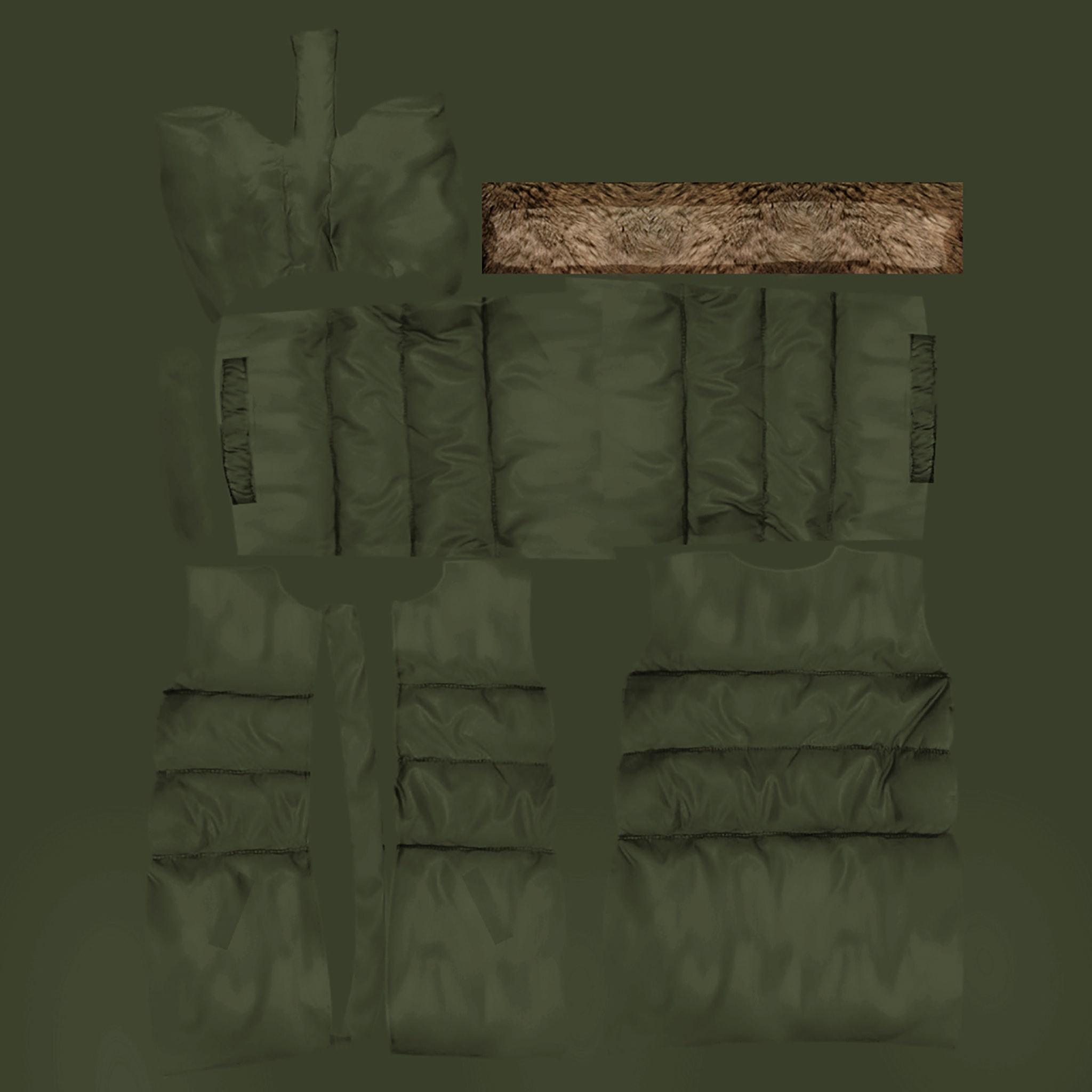 Ladies Padded Coat Low-poly 3D model_12