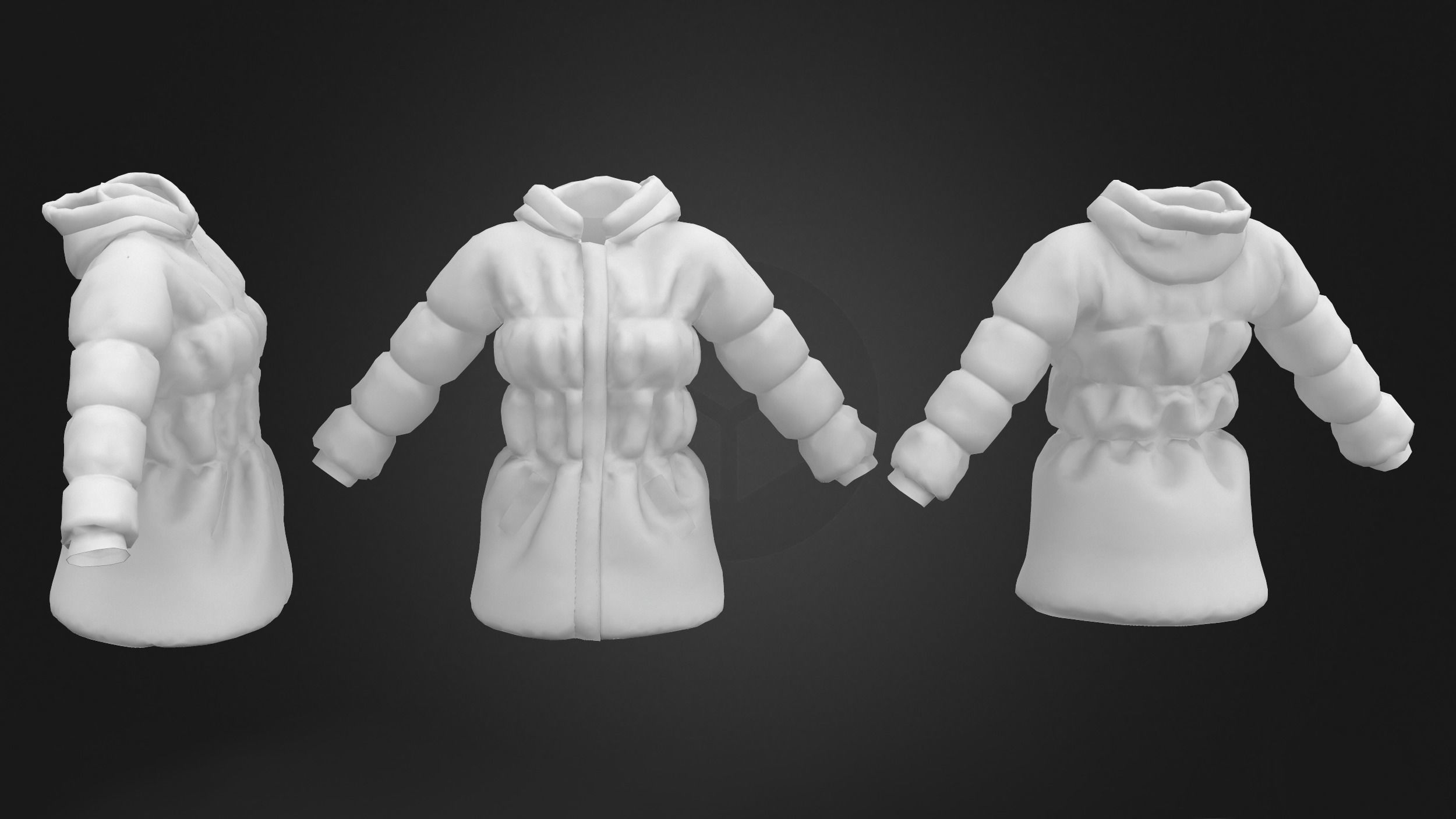Ladies Padded Coat Low-poly 3D model_8