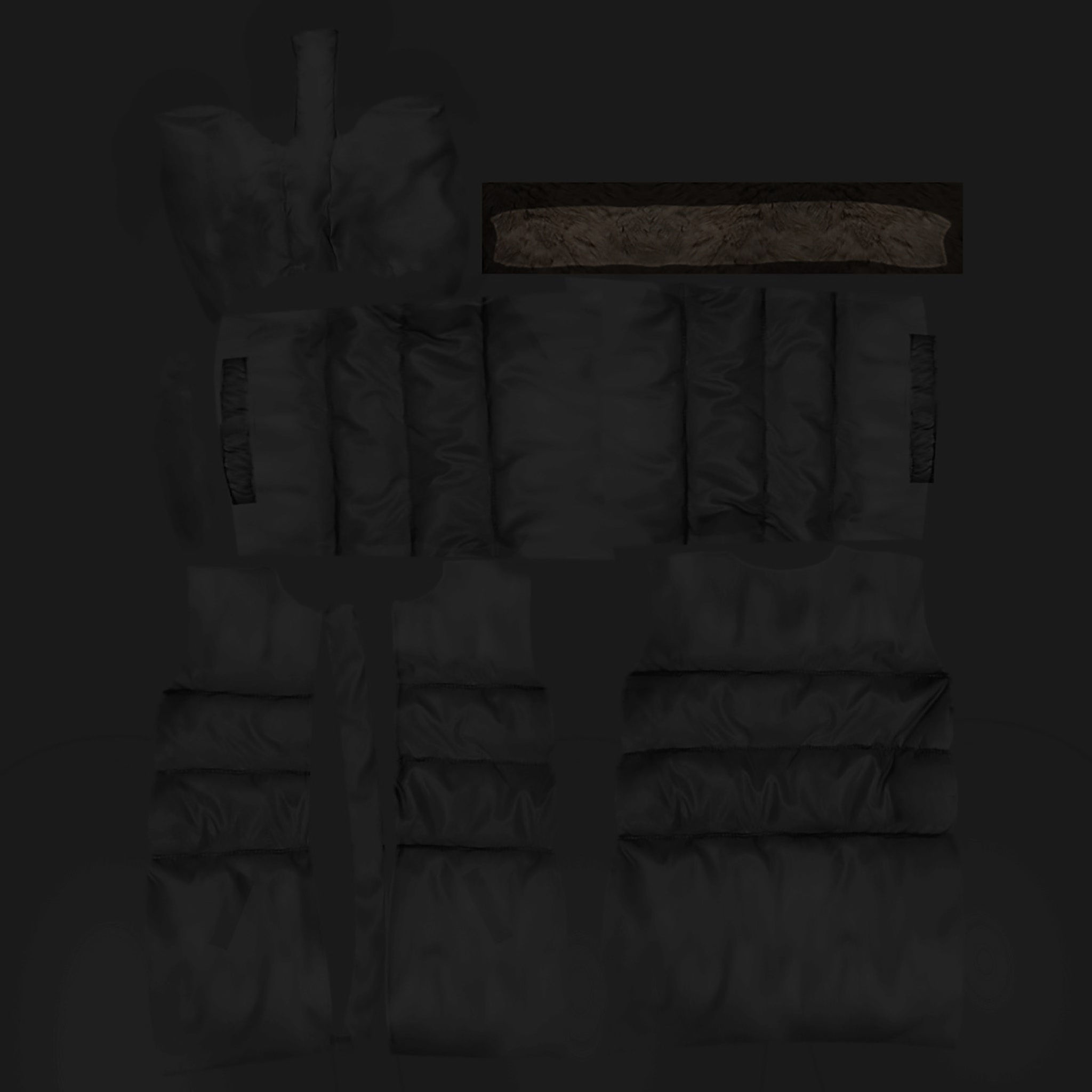 Ladies Padded Coat Low-poly 3D model_9