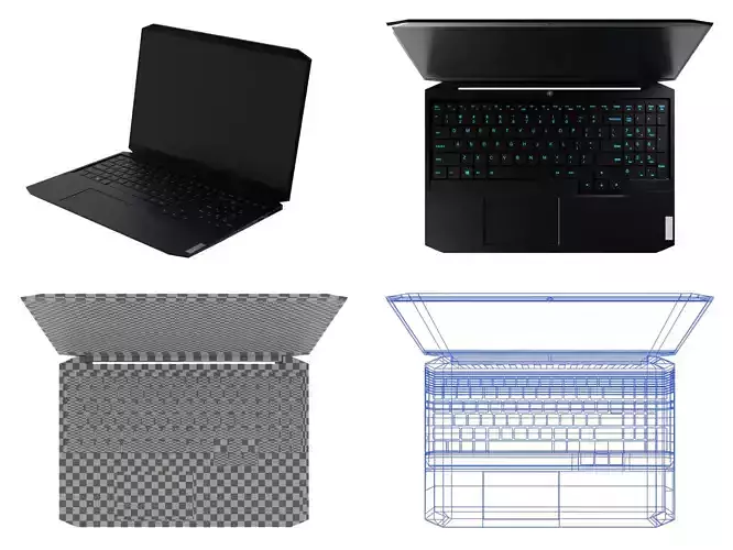 Low Poly Gaming Notebook Free low-poly 3D model