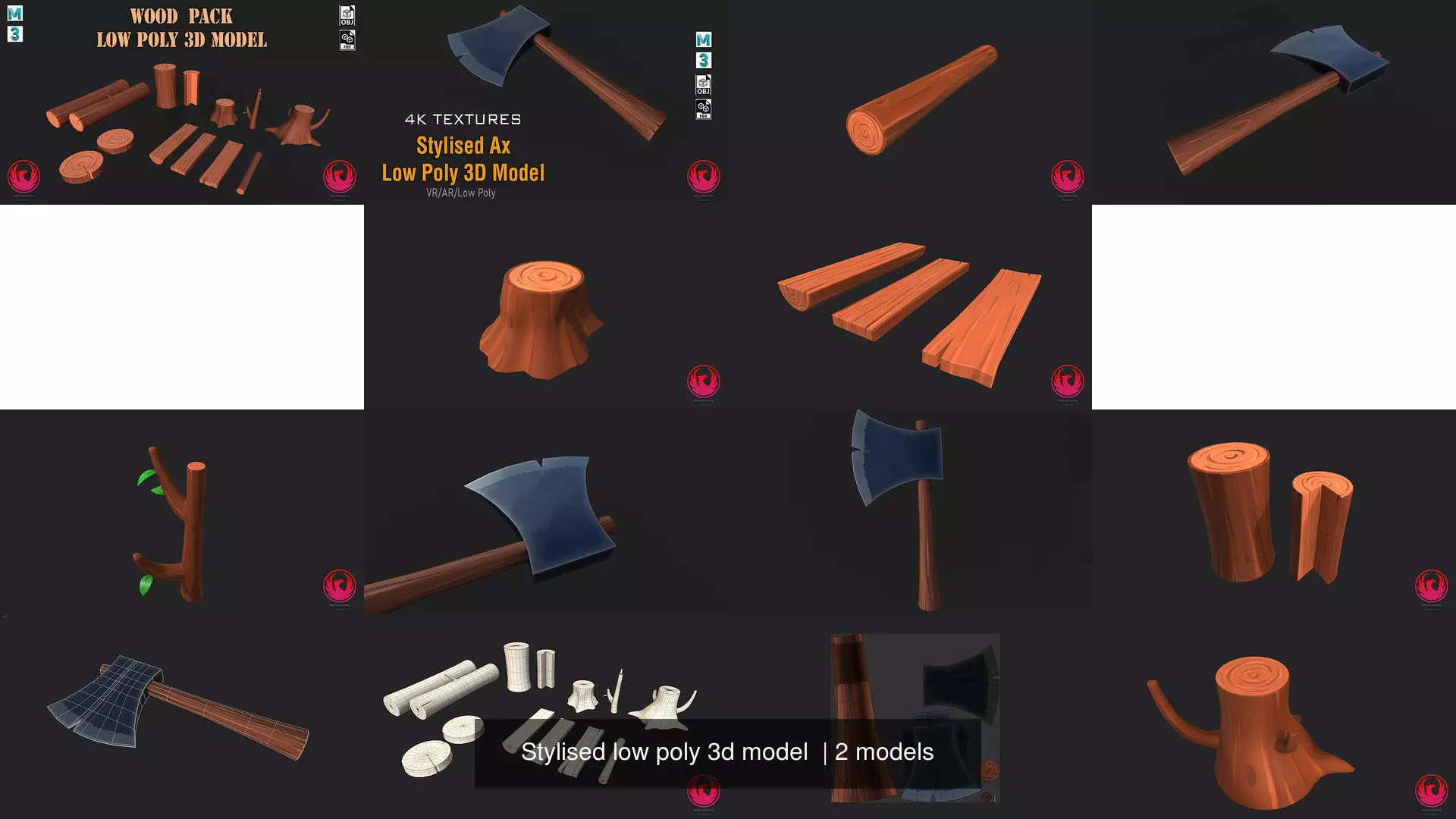 Stylised low poly 3d model axes and tools in game 3D Model Collection_0