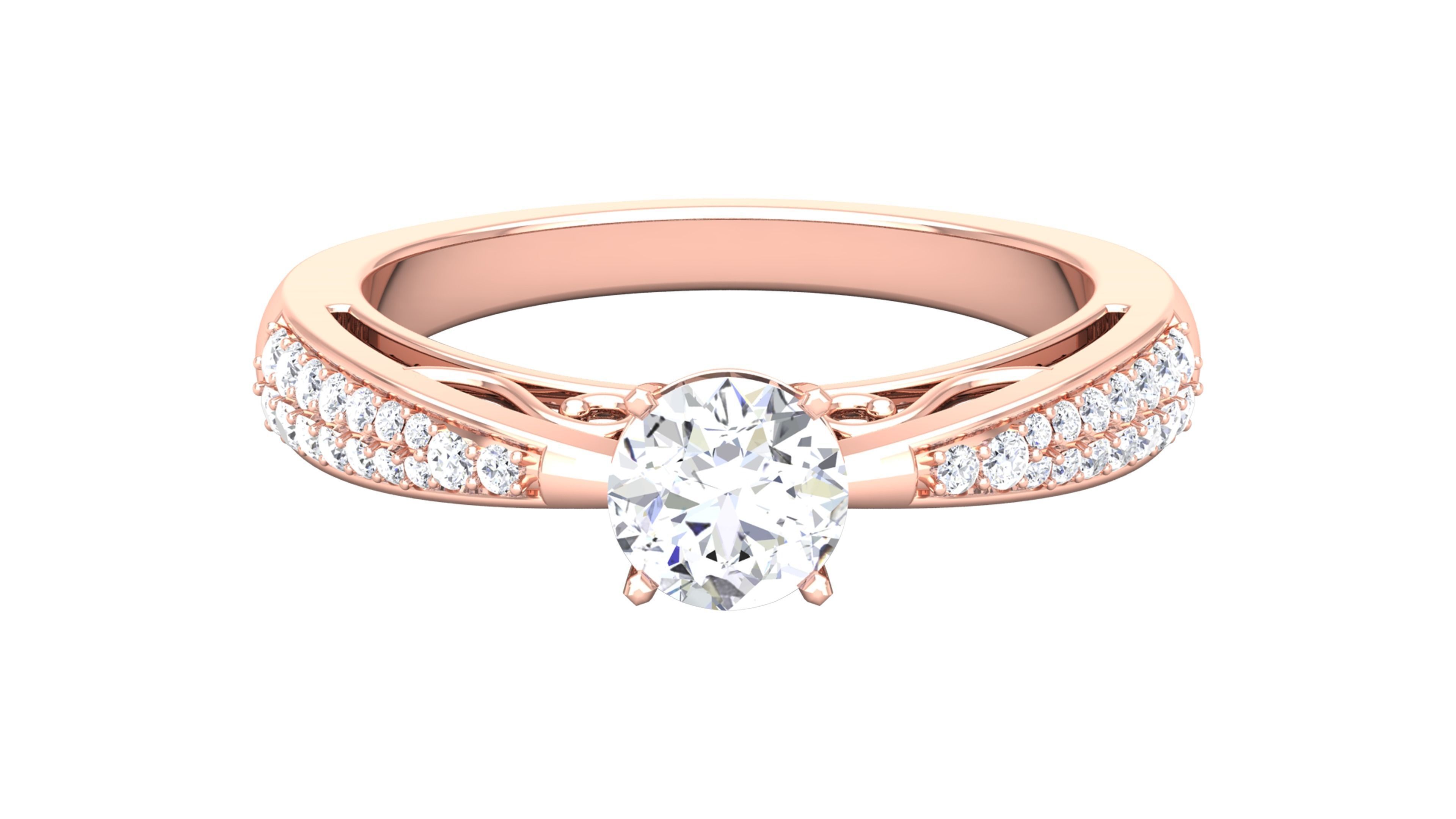 Solitaire ring model 3D print model_6