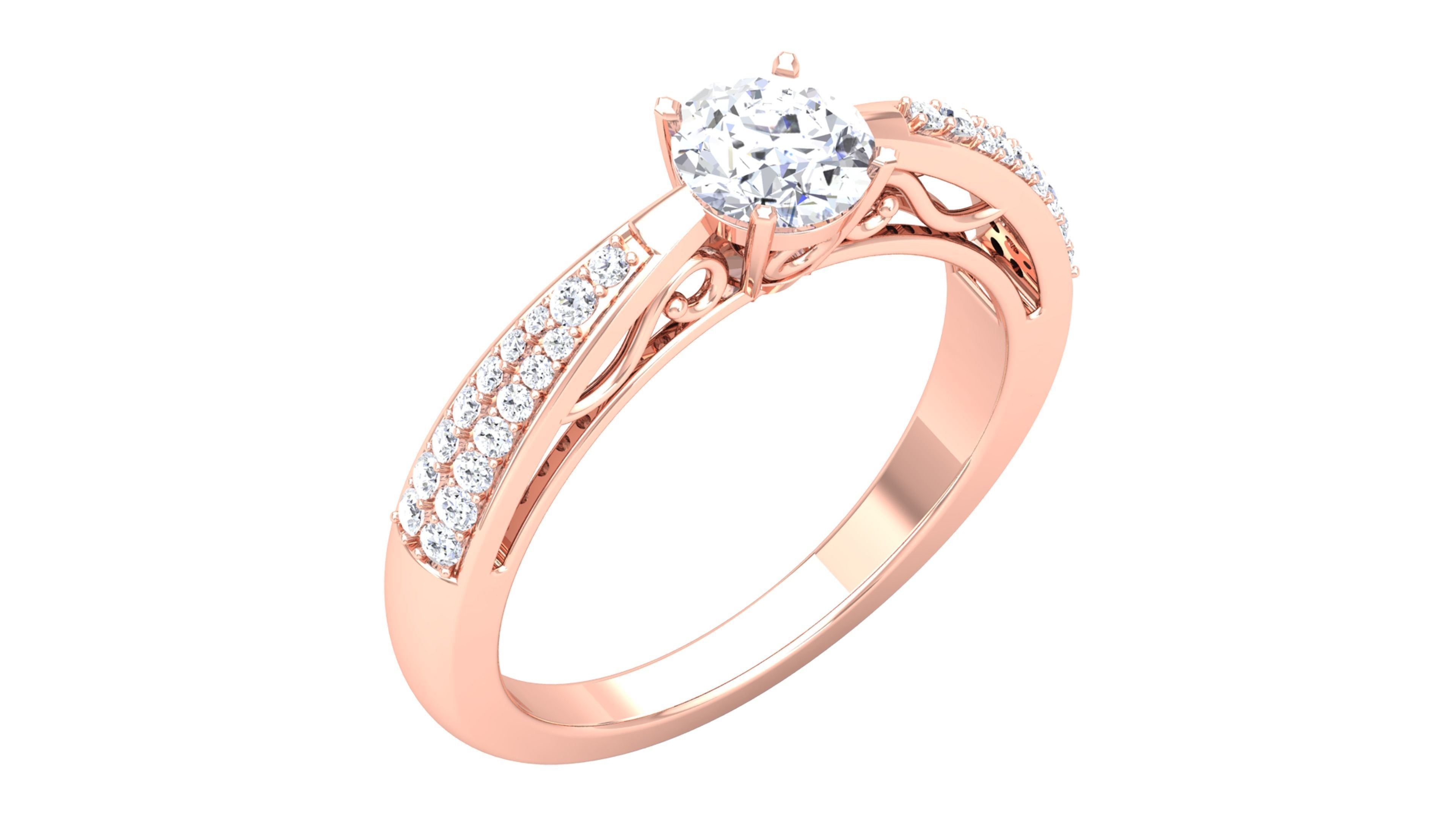 Solitaire ring model 3D print model_4