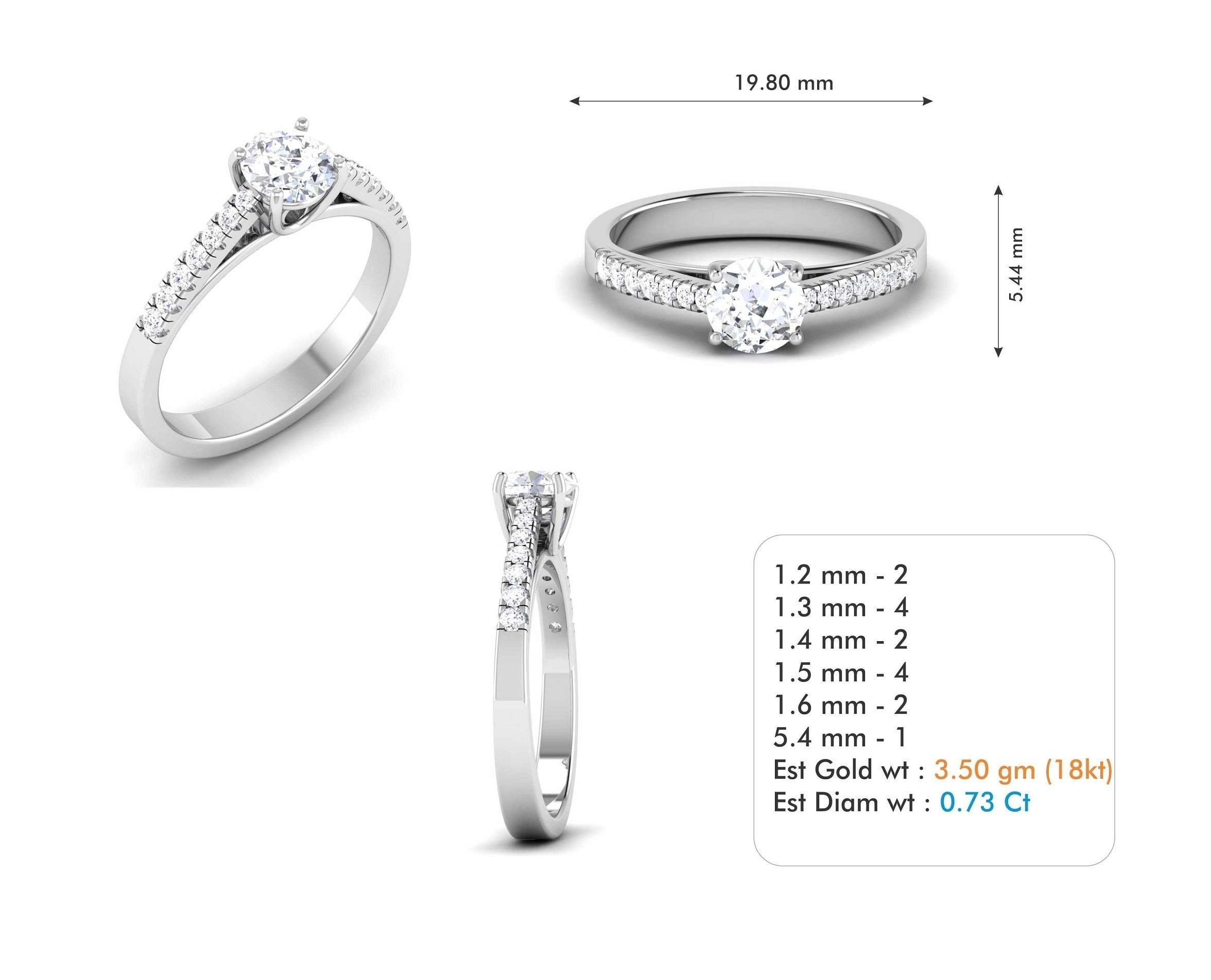 Solitaire ring model 3D print model 3D print model_6