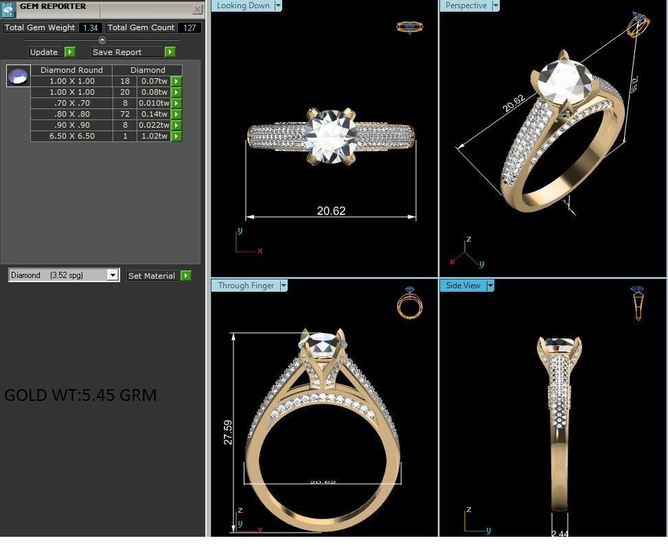Solitaire ring model 3D print model 3D print model_4