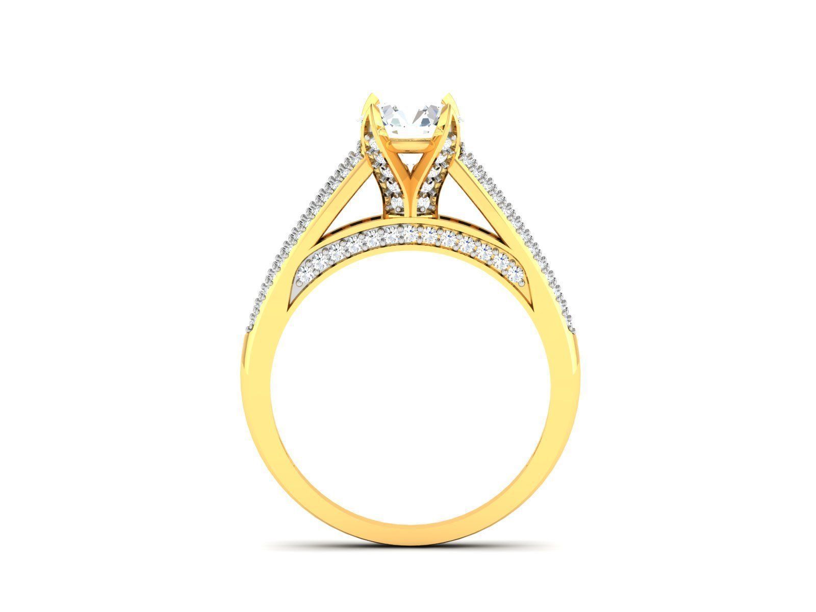 Solitaire ring model 3D print model 3D print model_7