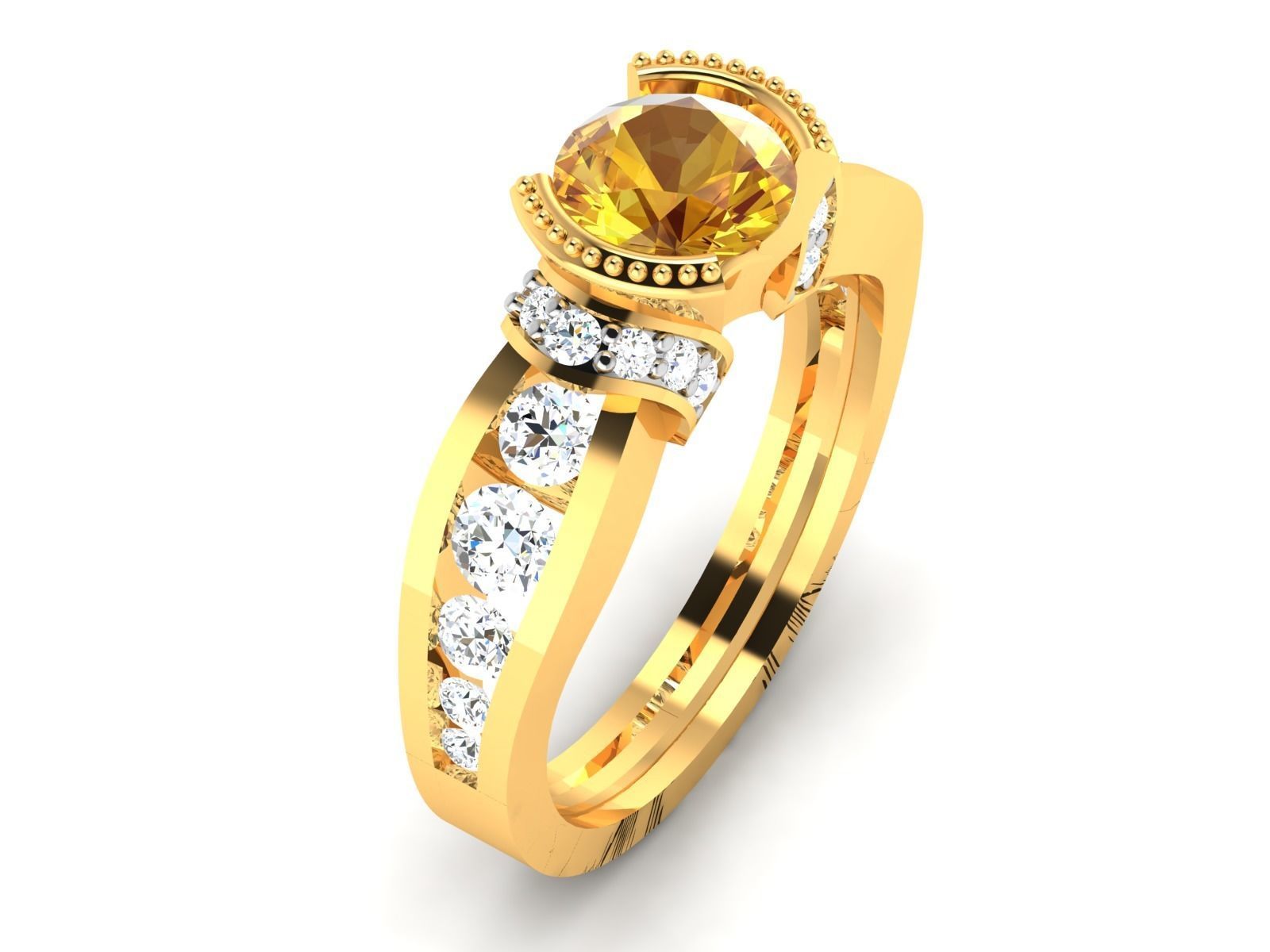 Solitaire ring model 3D print model 3D print model_6