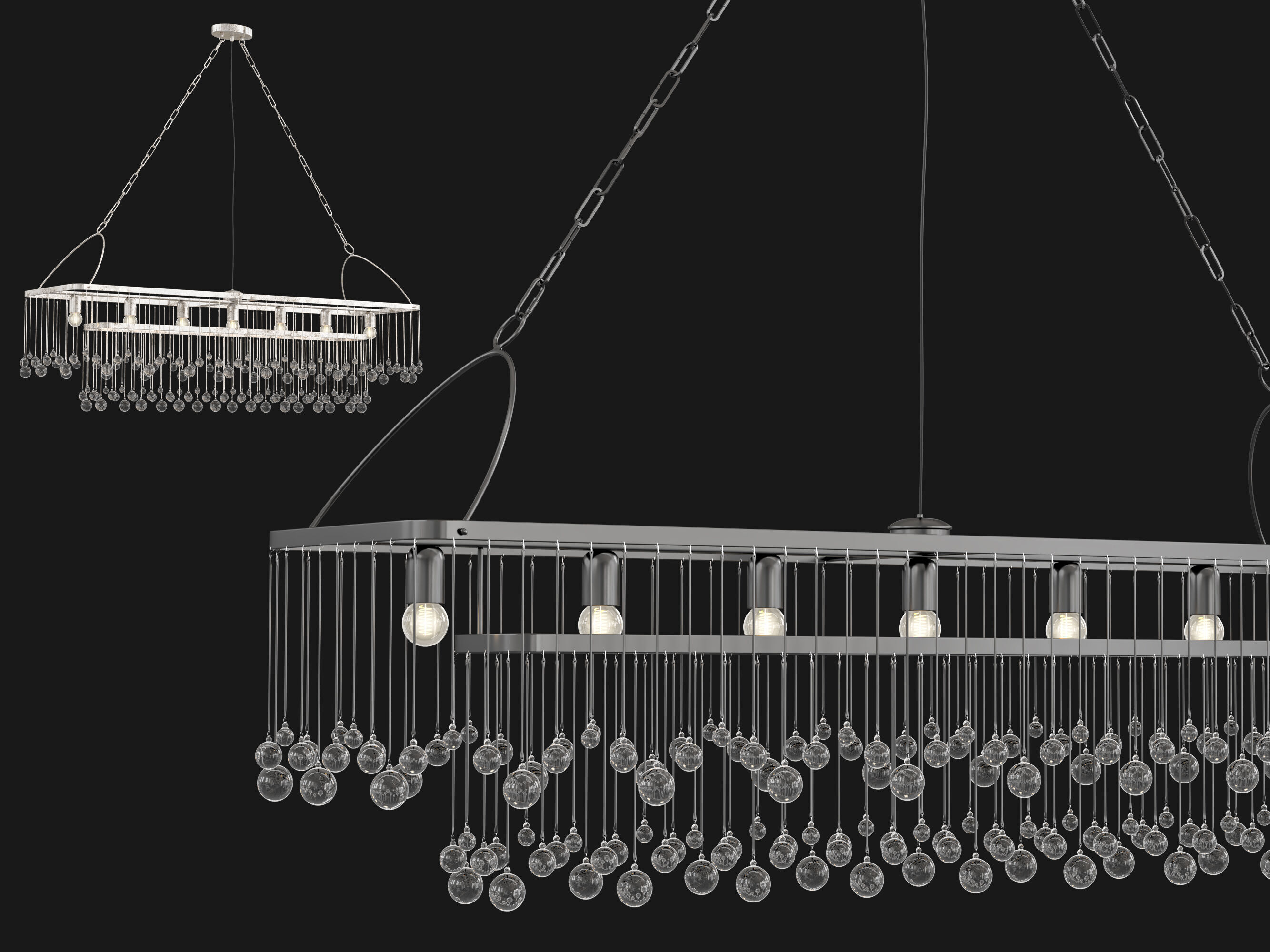 Aubrey Rectangular Chandelier 7 Light 3D model_1