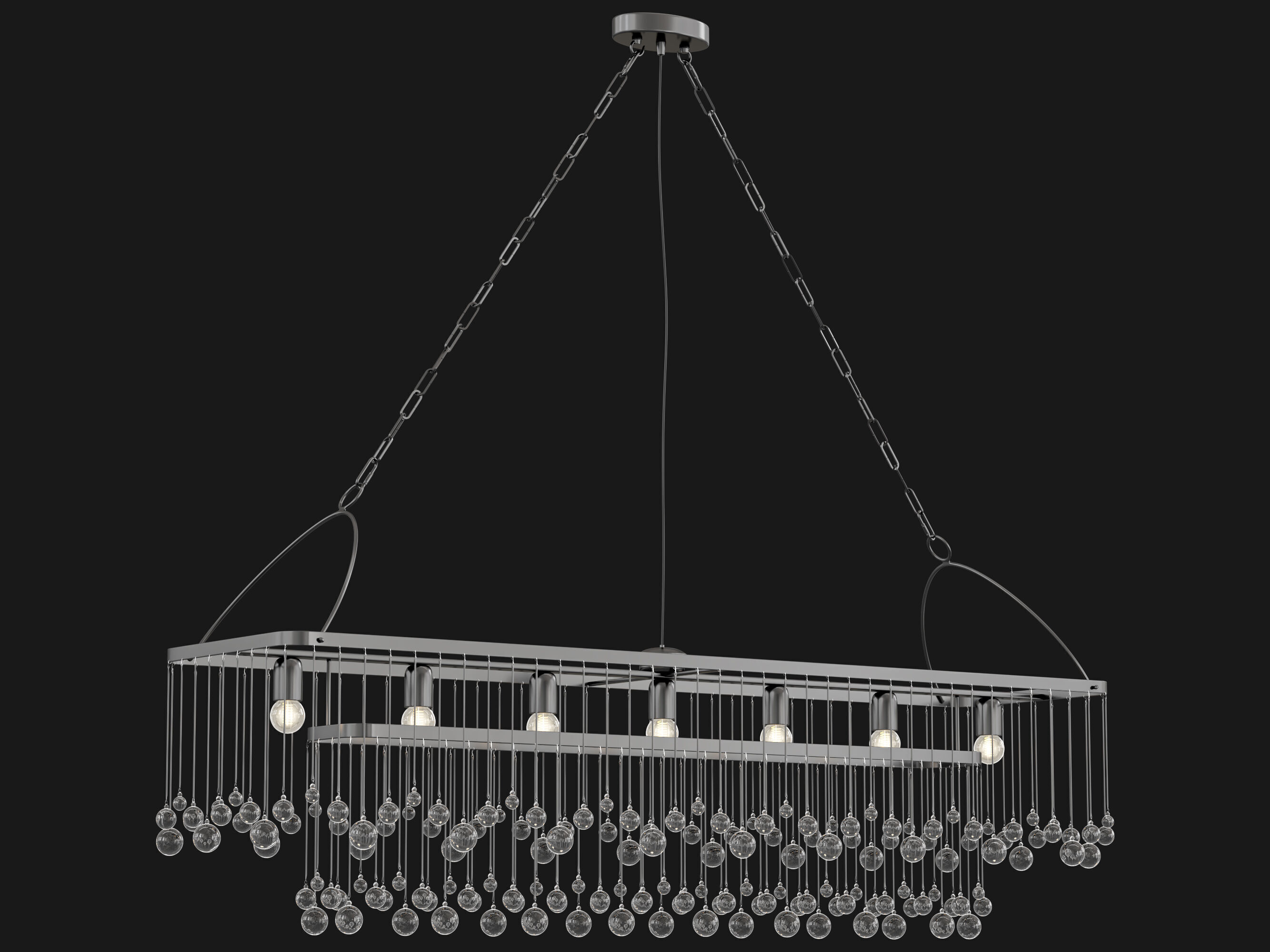 Aubrey Rectangular Chandelier 7 Light 3D model_3