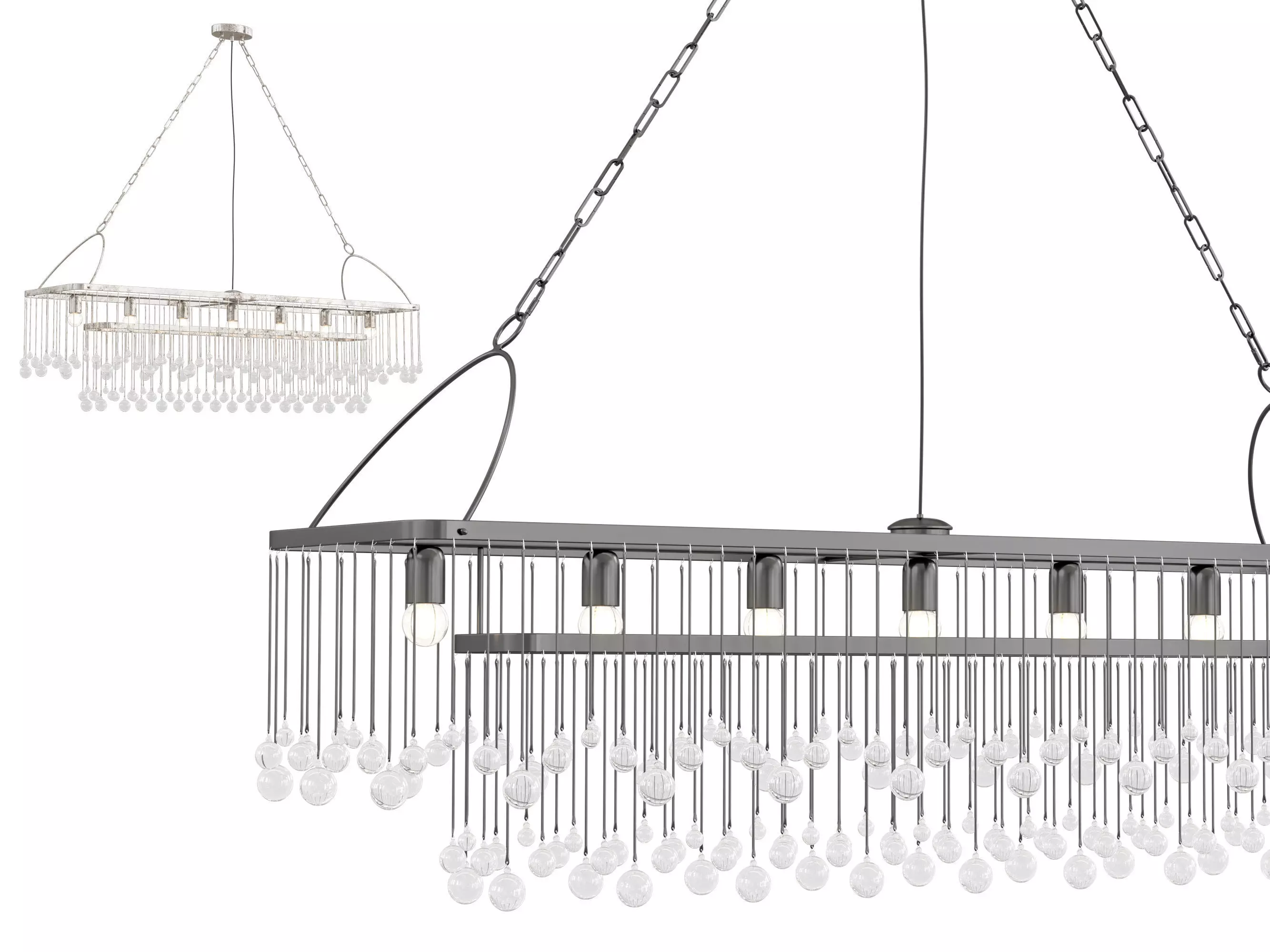 Aubrey Rectangular Chandelier 7 Light 3D model_0