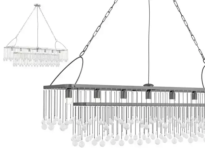 Aubrey Rectangular Chandelier 7 Light 3D model