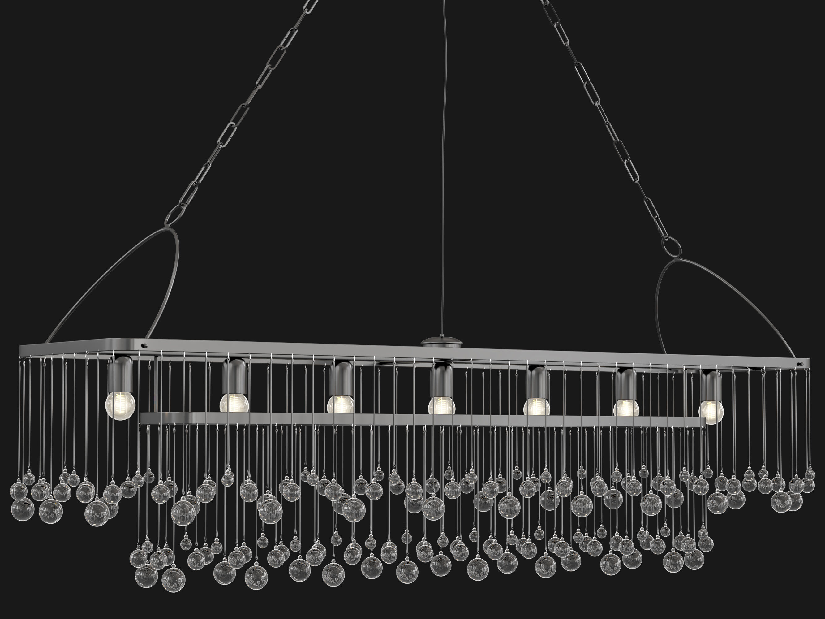 Aubrey Rectangular Chandelier 7 Light 3D model_6