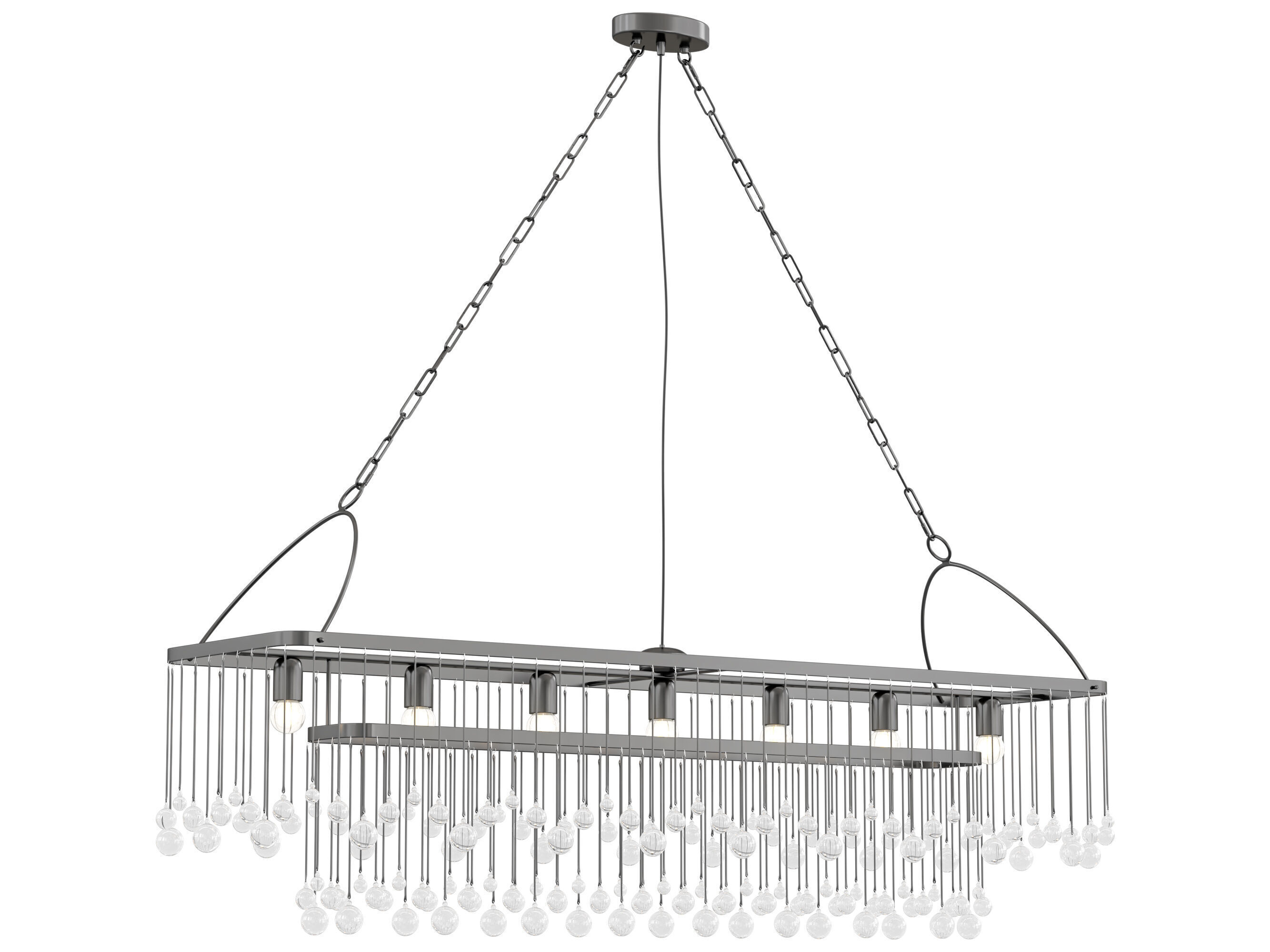 Aubrey Rectangular Chandelier 7 Light 3D model_7