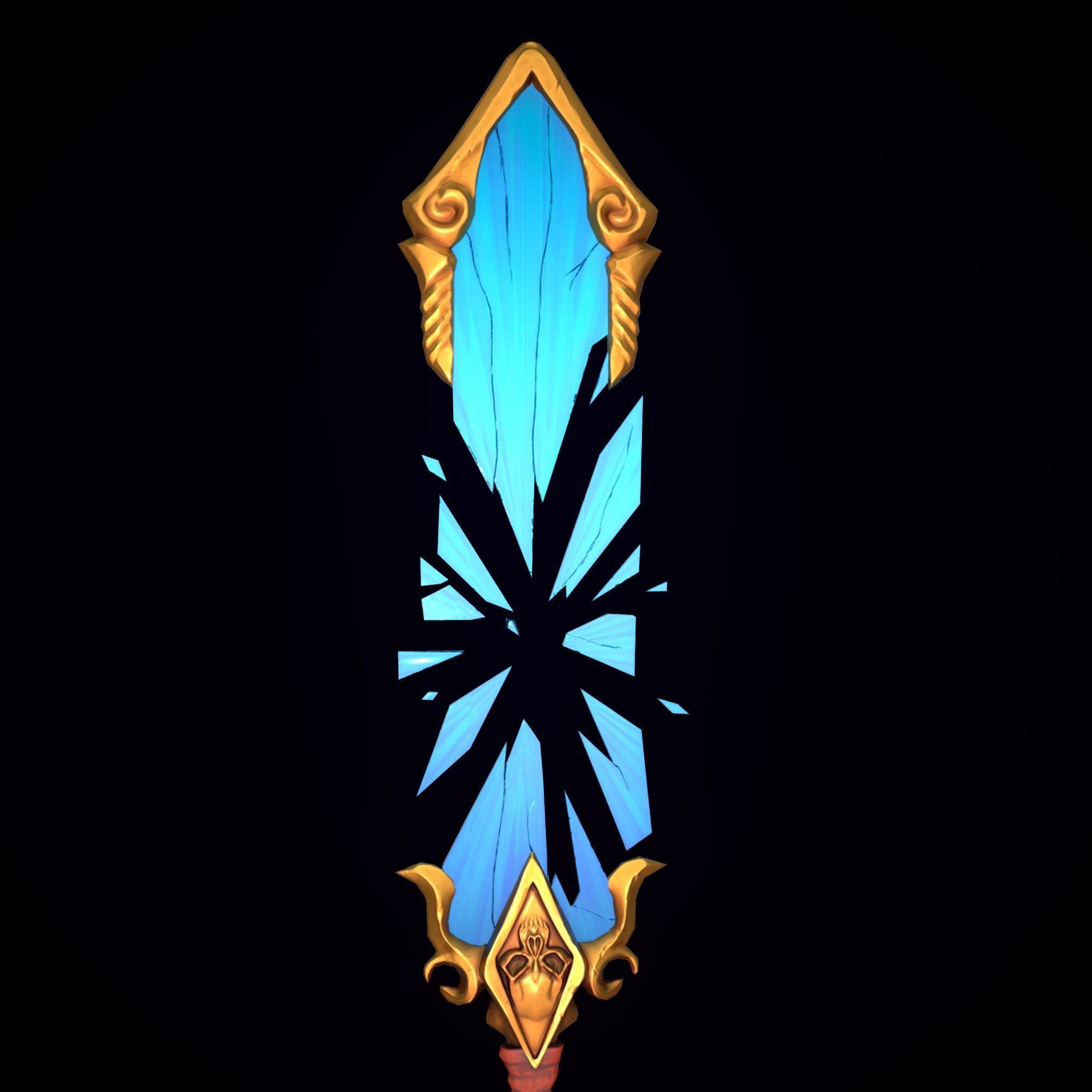 Stylized Mirror Sword Low-poly 3D model_7
