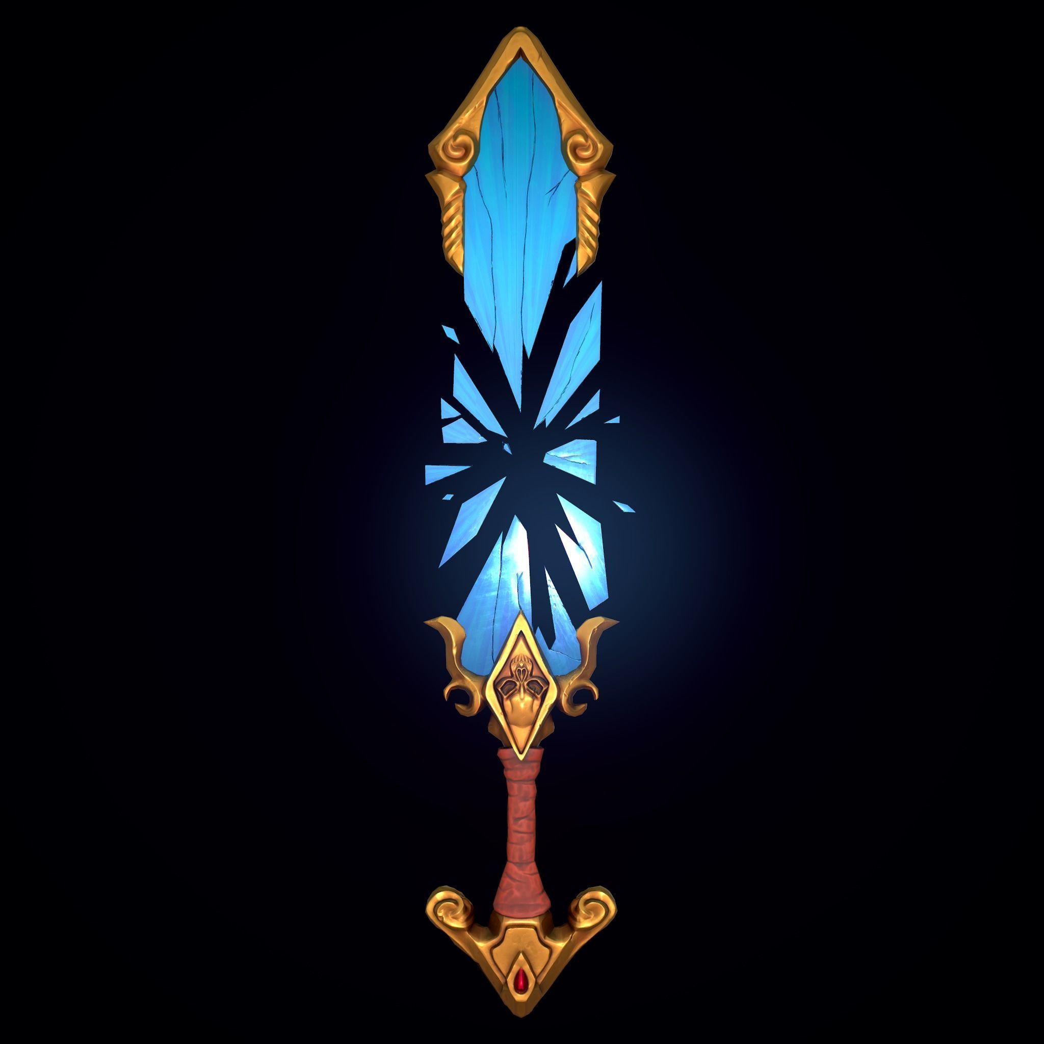 Stylized Mirror Sword Low-poly 3D model_3