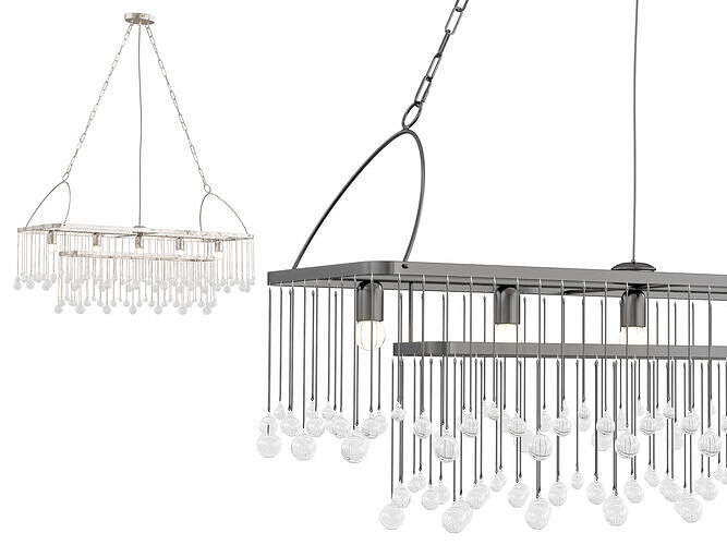 Aubrey Rectangular Chandelier 5 Light 3D model