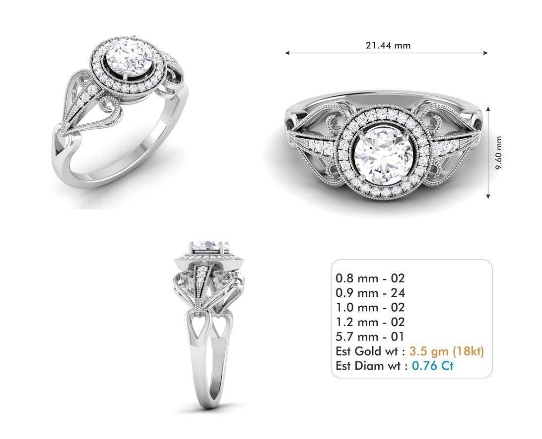 Solitaire ring model 3D print model 3D print model_12