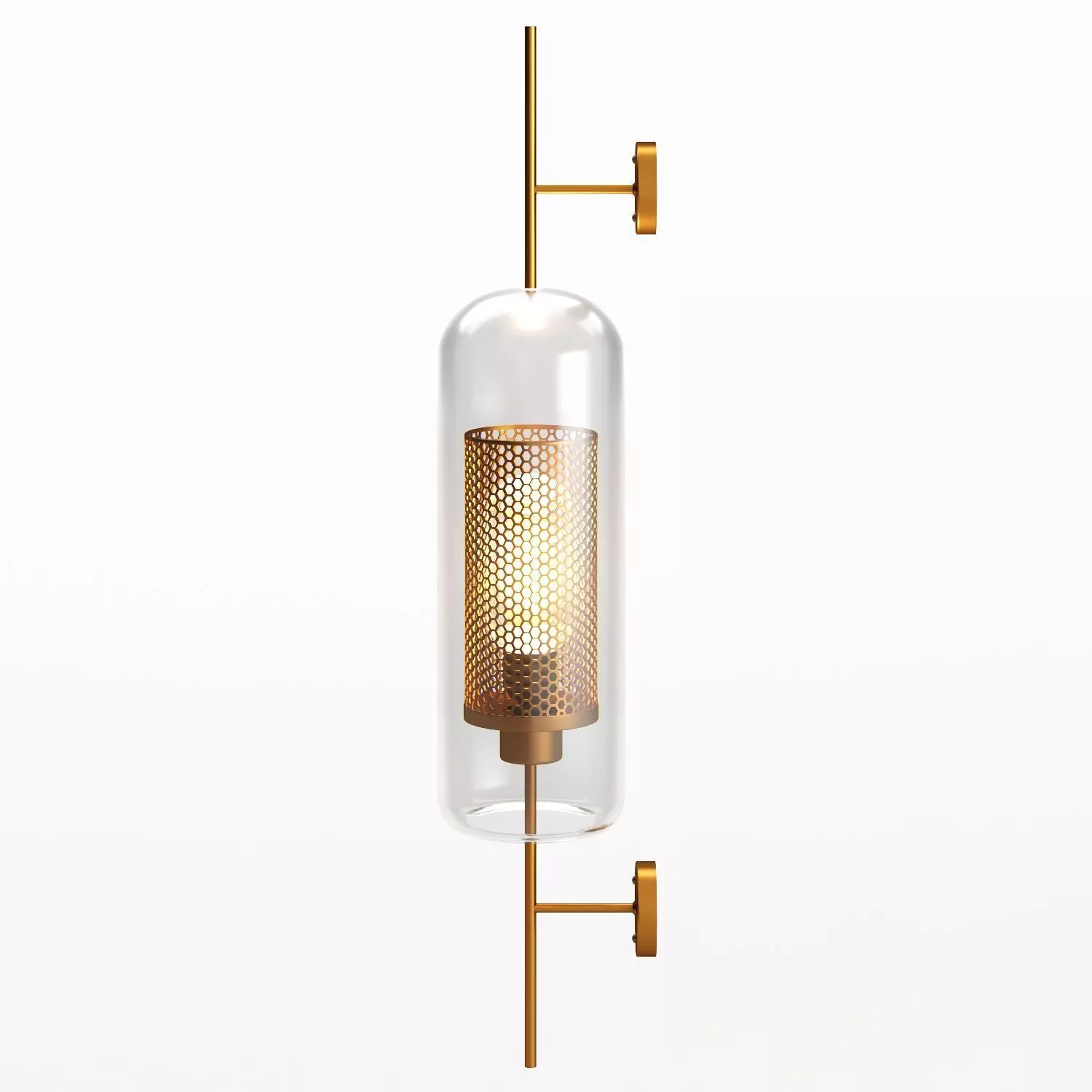 Chiswick Glass Shade Brass Fitting Wall Light 3D model