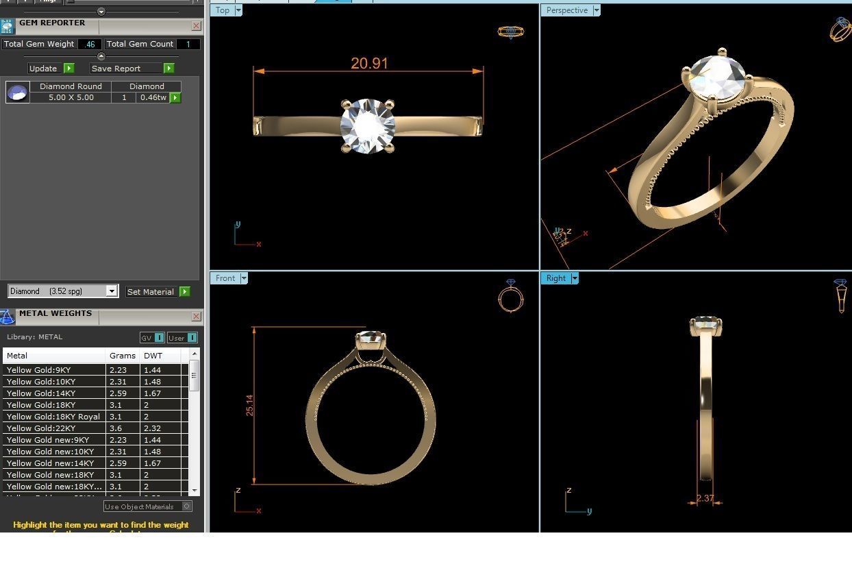 Solitaire ring model 3D print model 3D print model_8