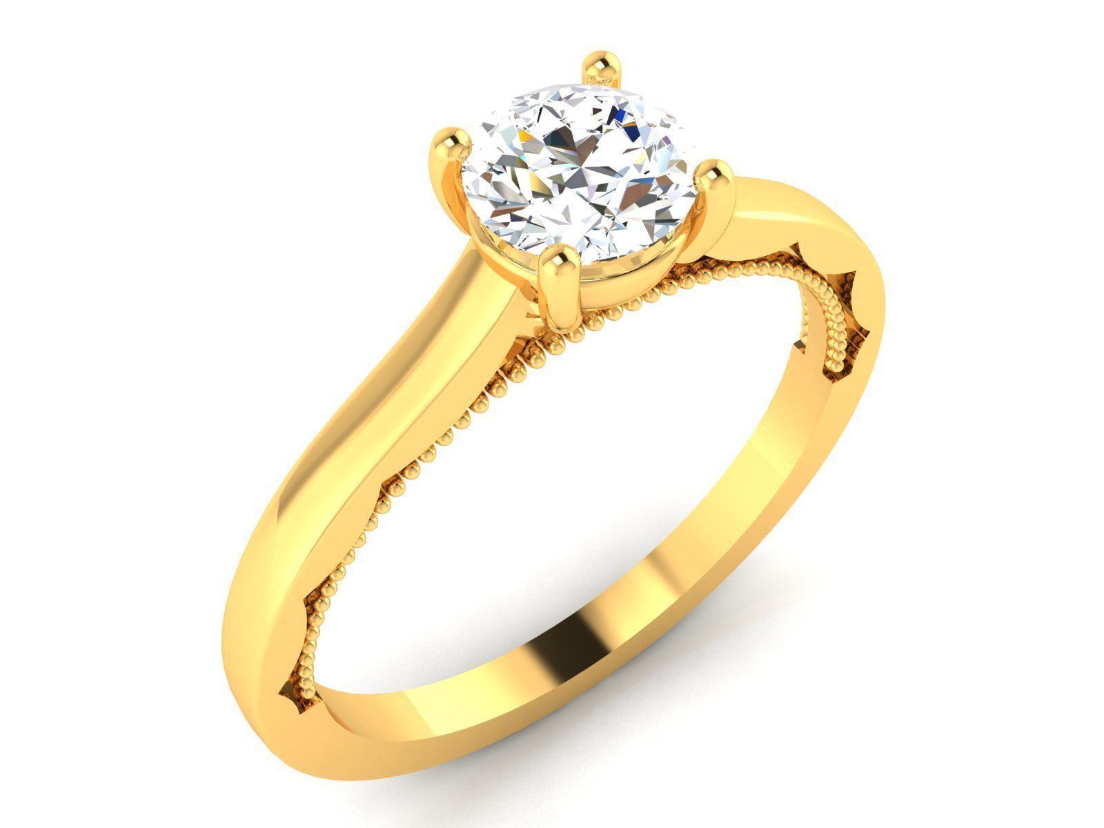 Solitaire ring model 3D print model 3D print model_5