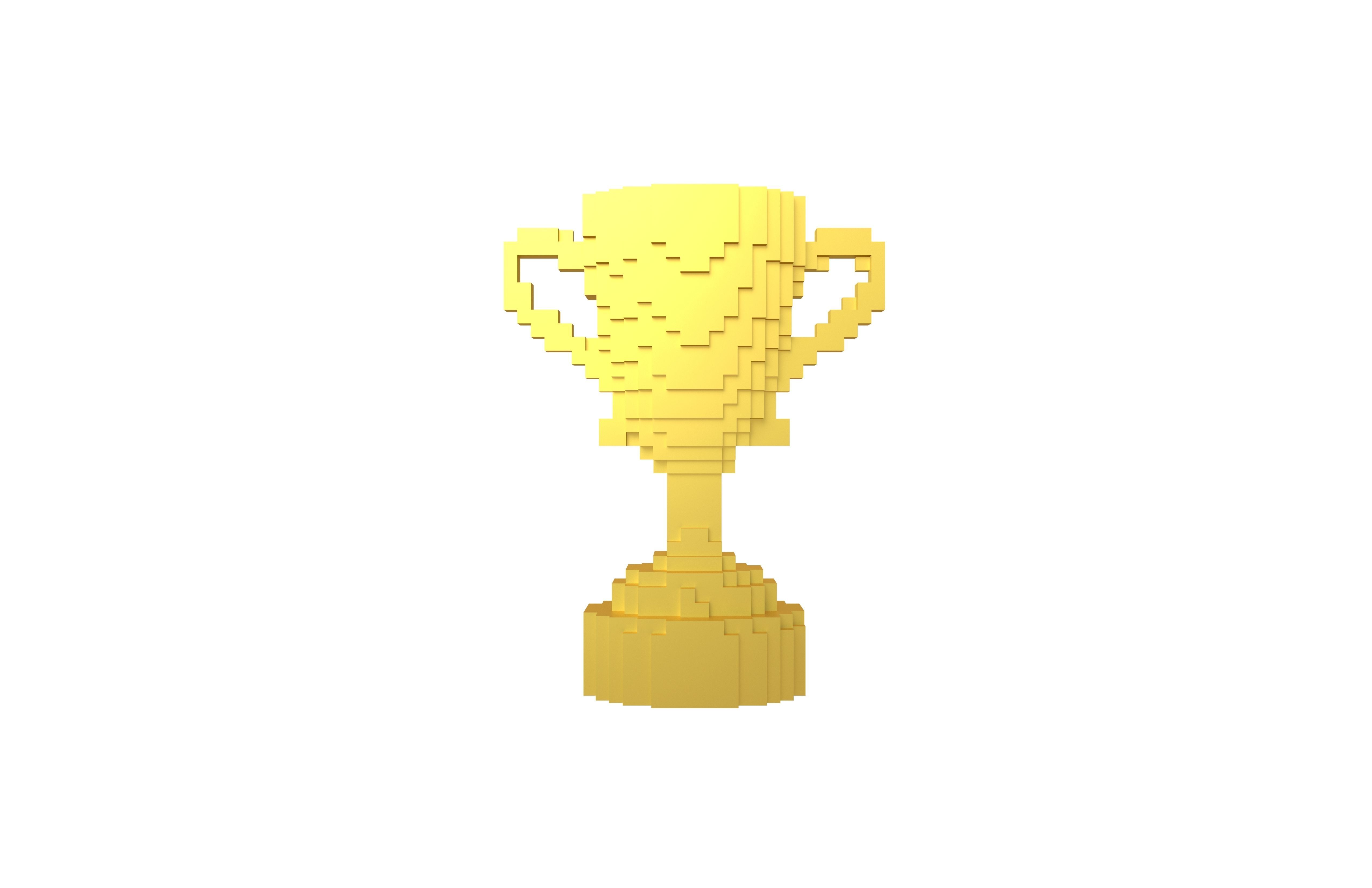 Voxel Trophy v1 005 Low-poly 3D model_1