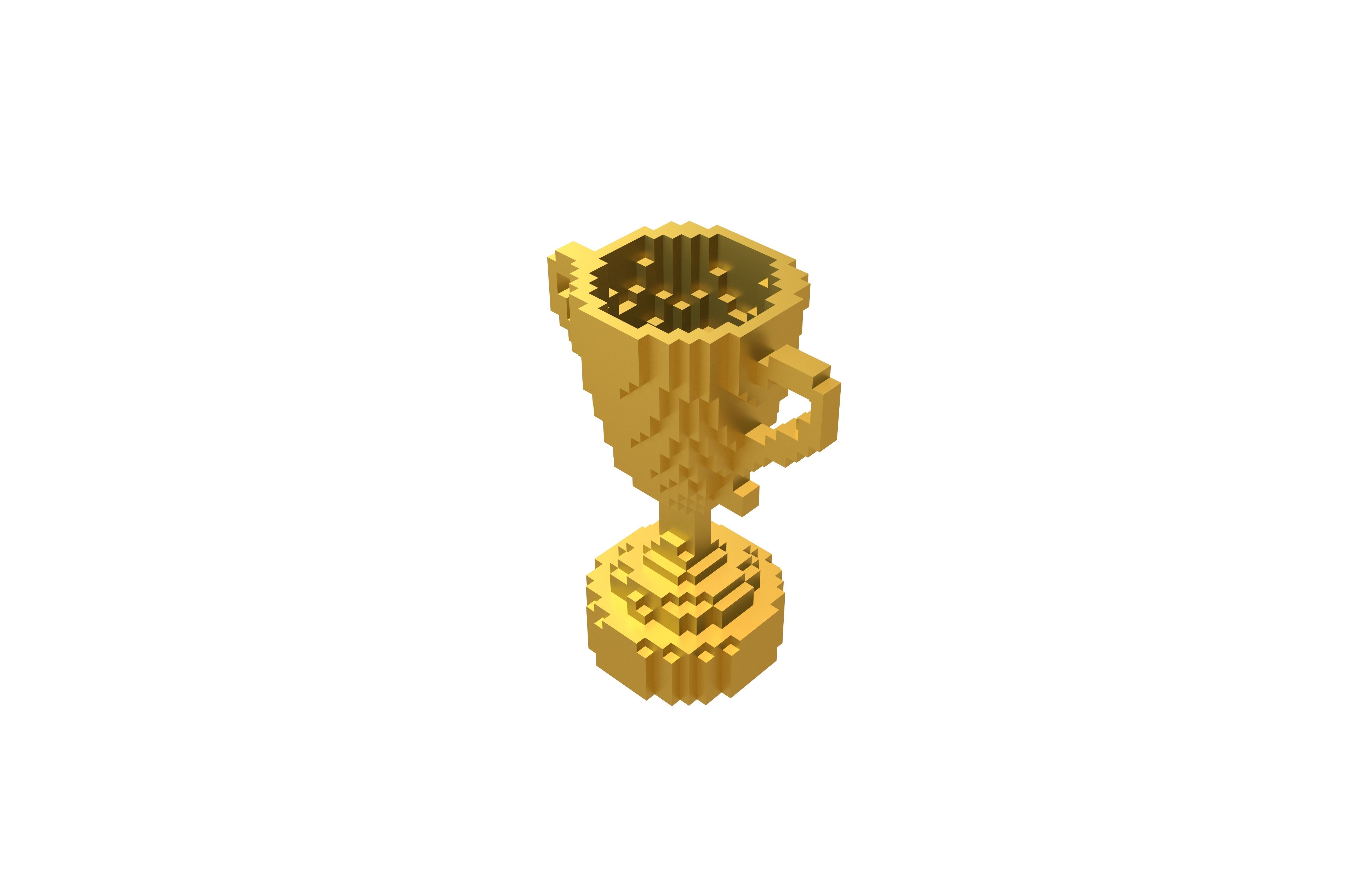 Voxel Trophy v1 005 Low-poly 3D model_2