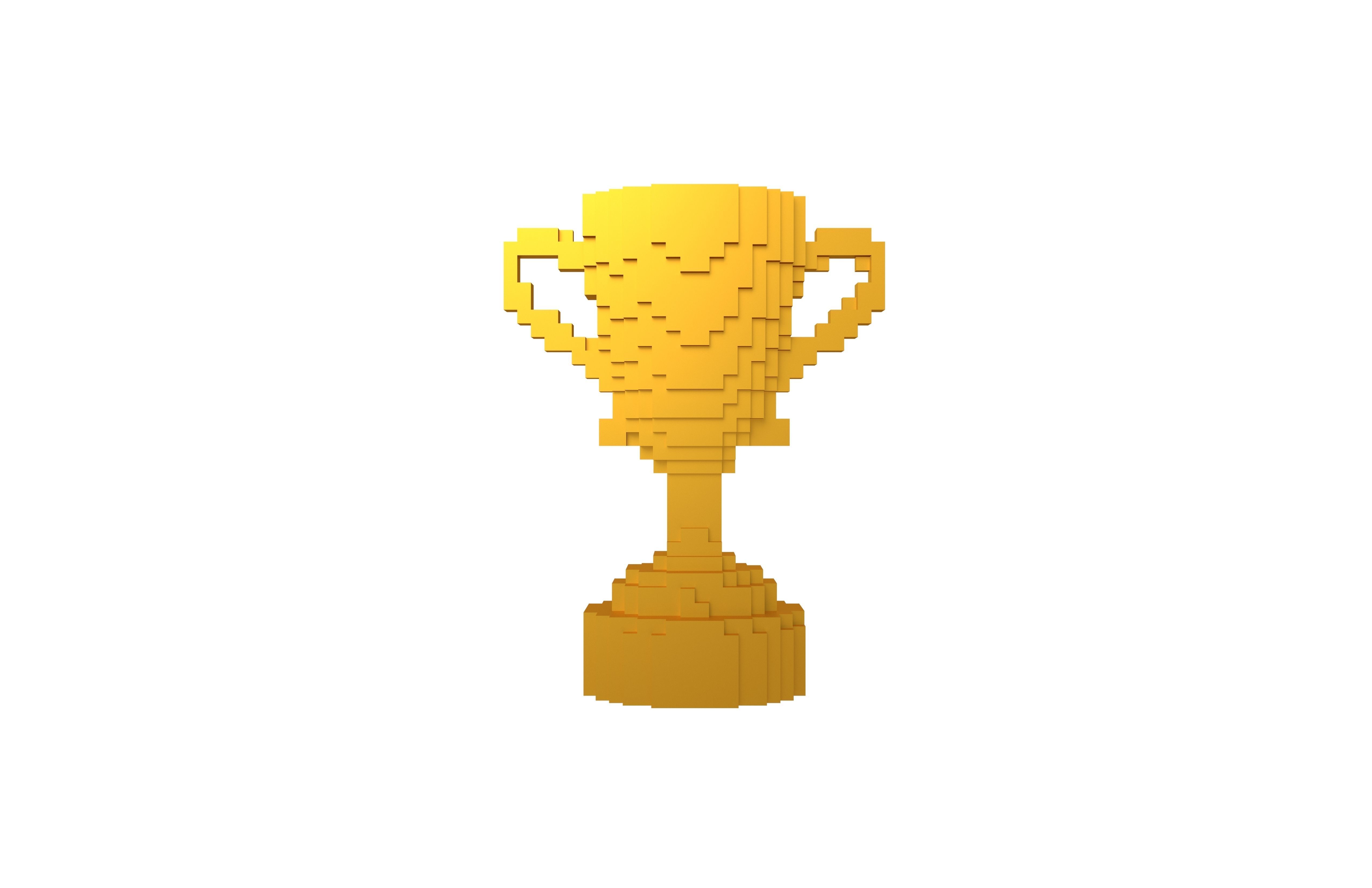 Voxel Trophy v1 006 Low-poly 3D model_2