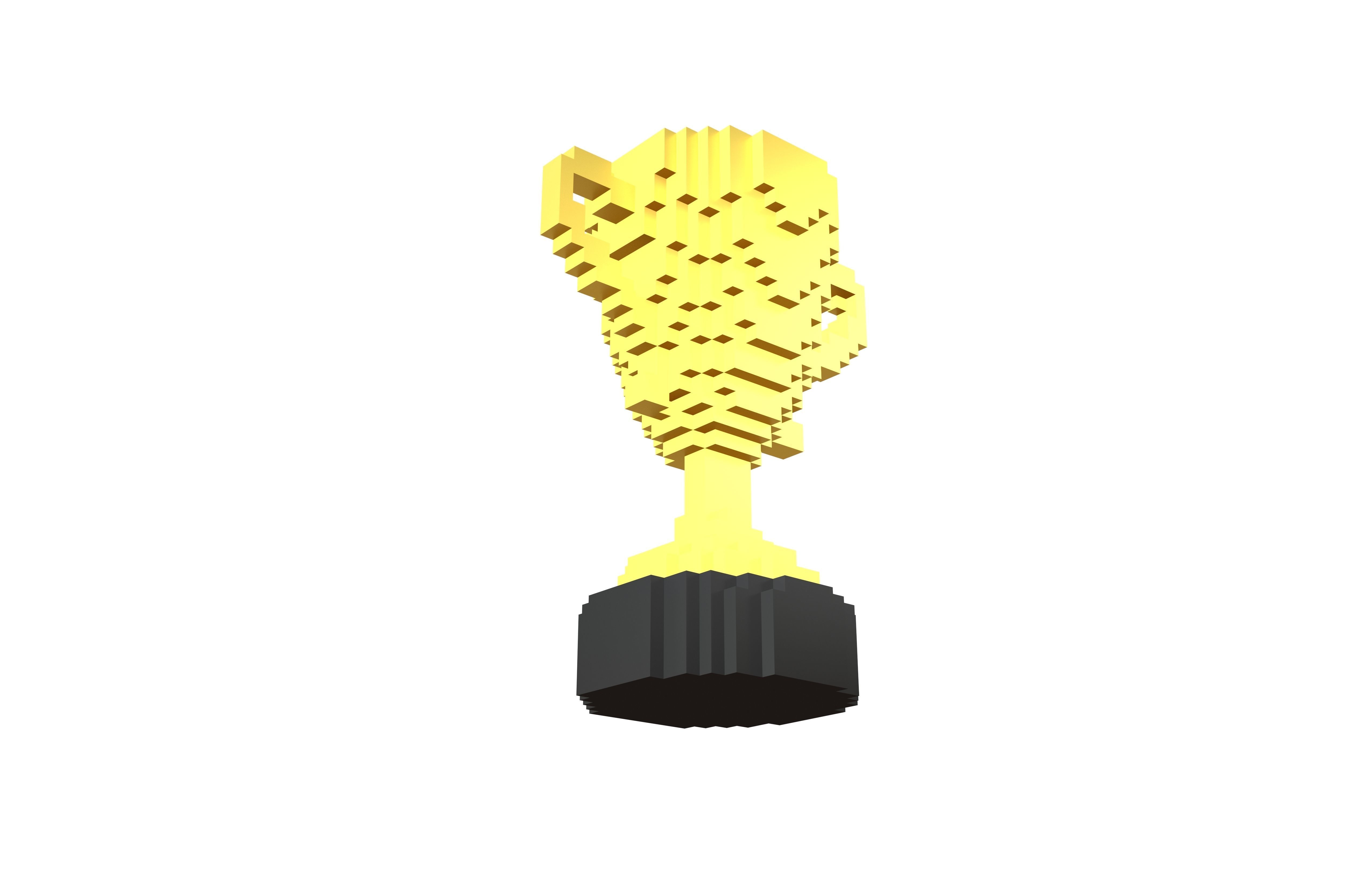 Voxel Trophy v1 007 Low-poly 3D model_3
