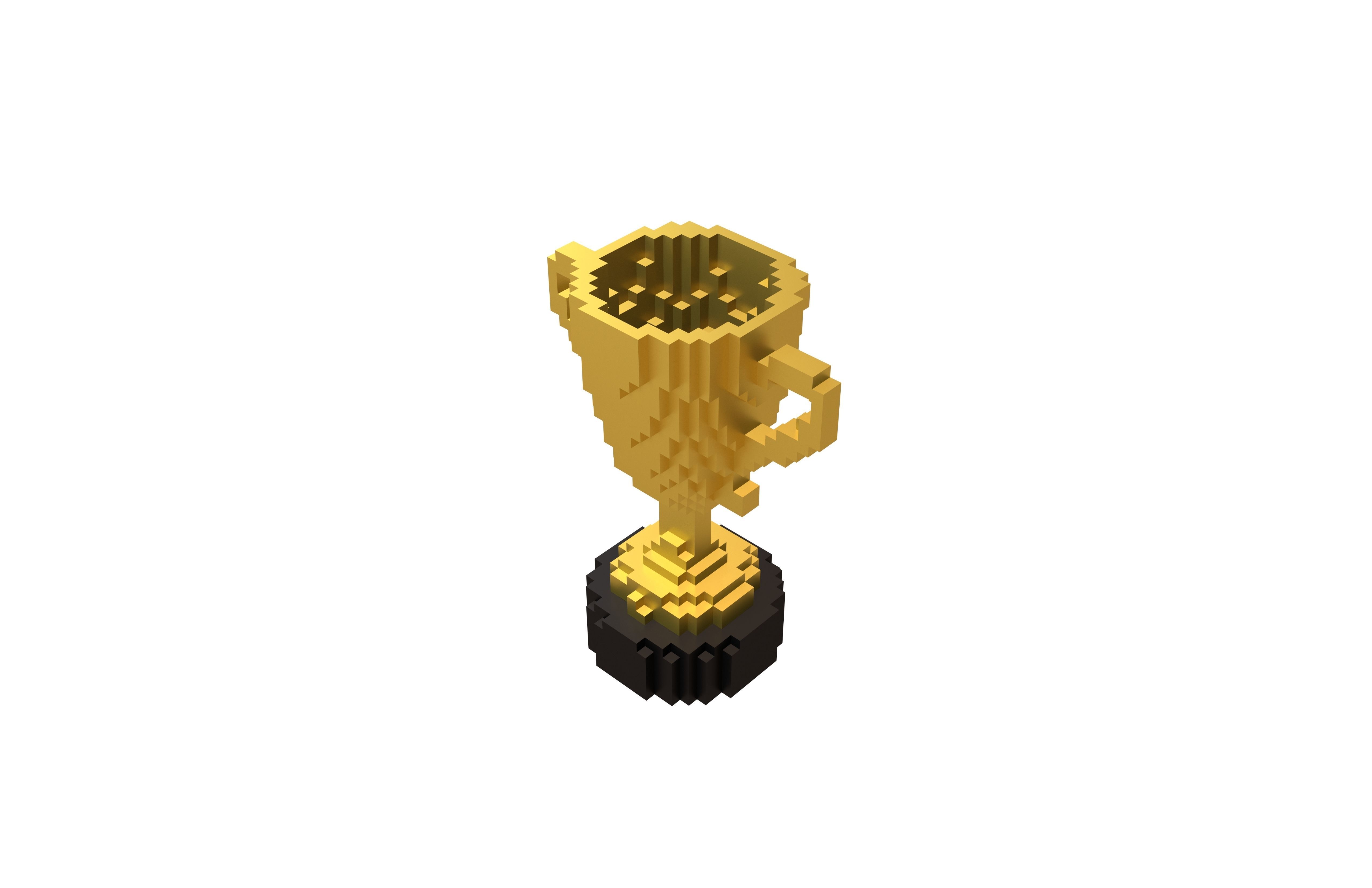 Voxel Trophy v1 007 Low-poly 3D model_1