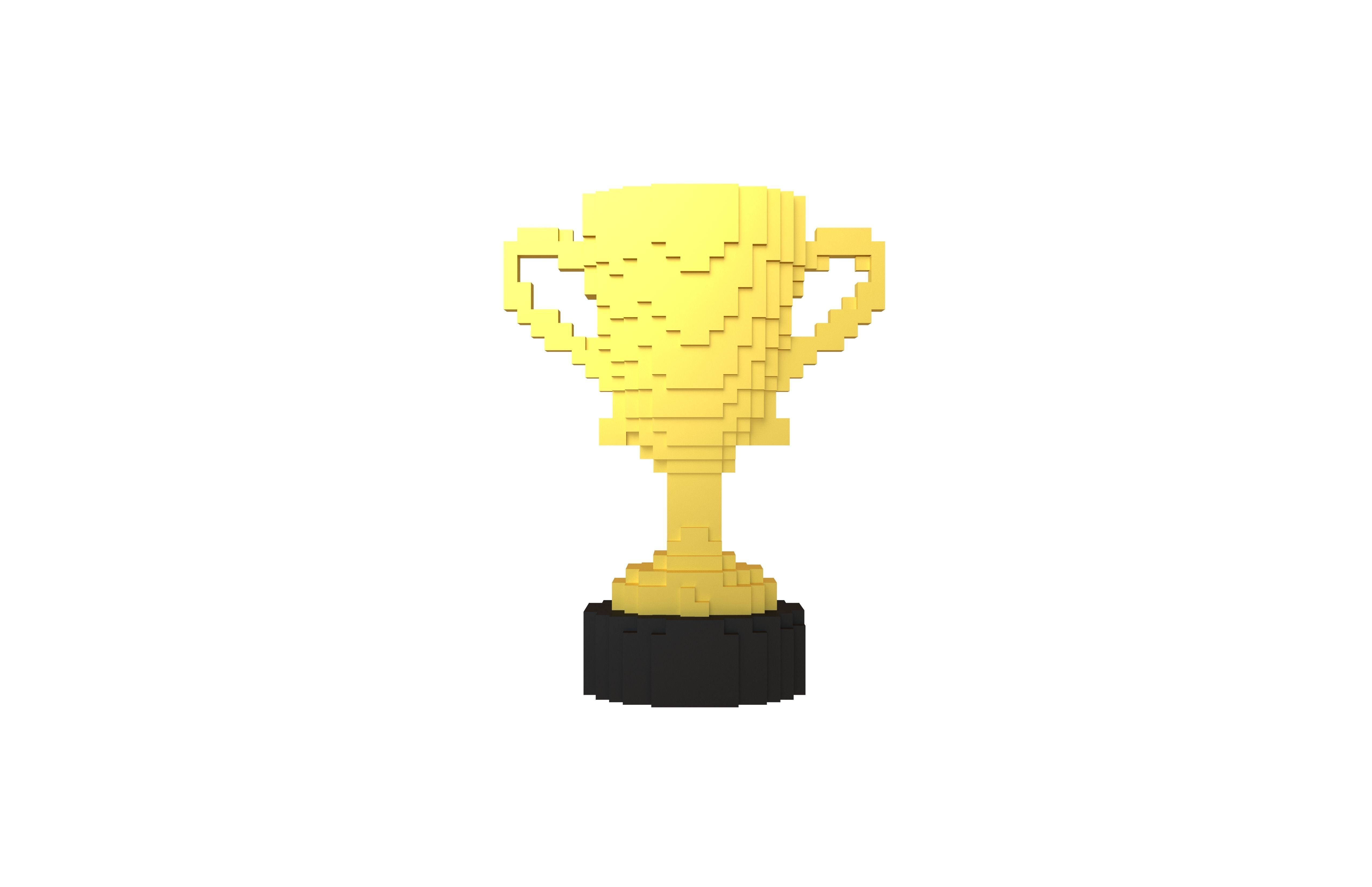 Voxel Trophy v1 007 Low-poly 3D model_2