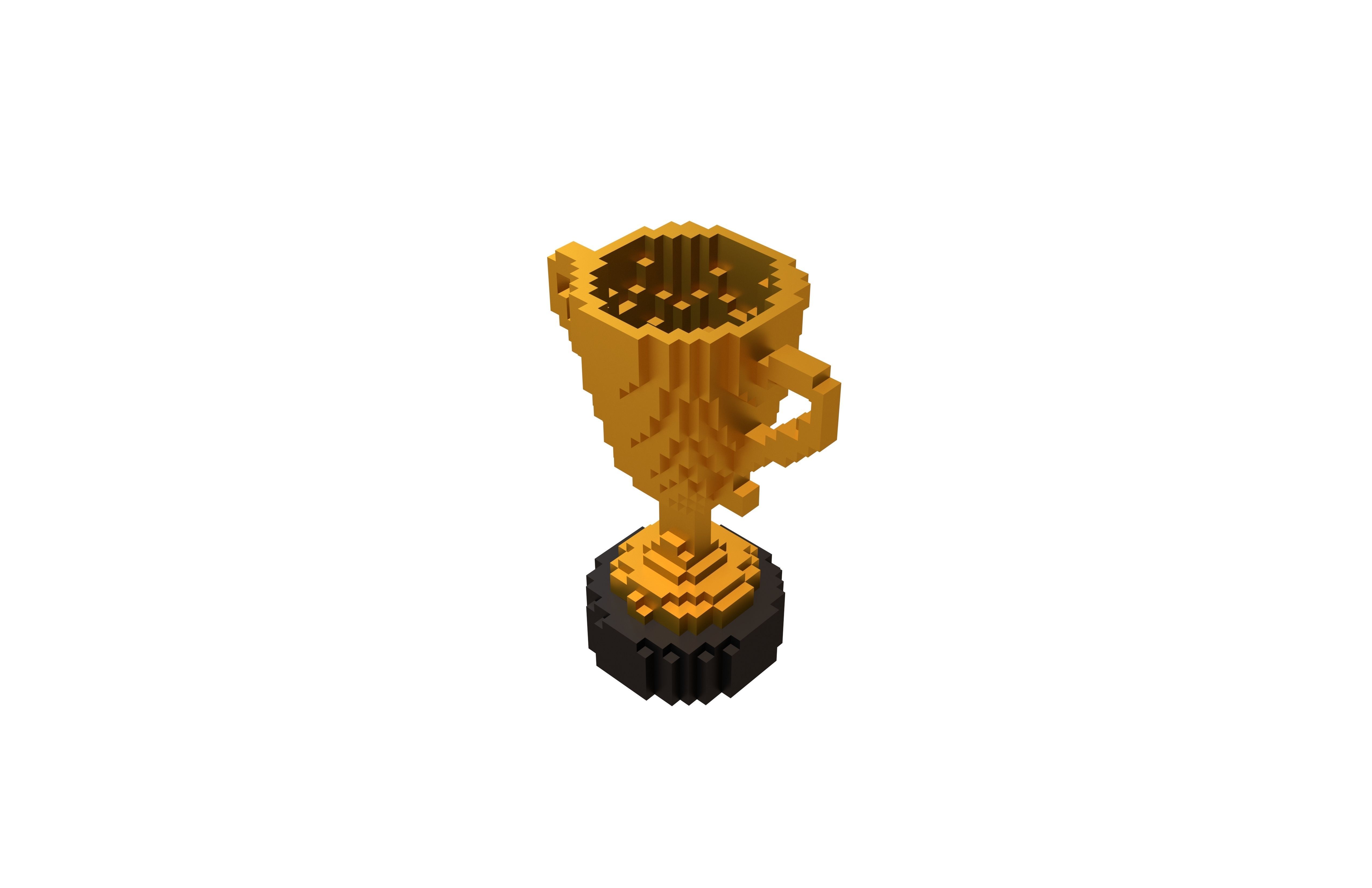 Voxel Trophy v1 008 Low-poly 3D model_2