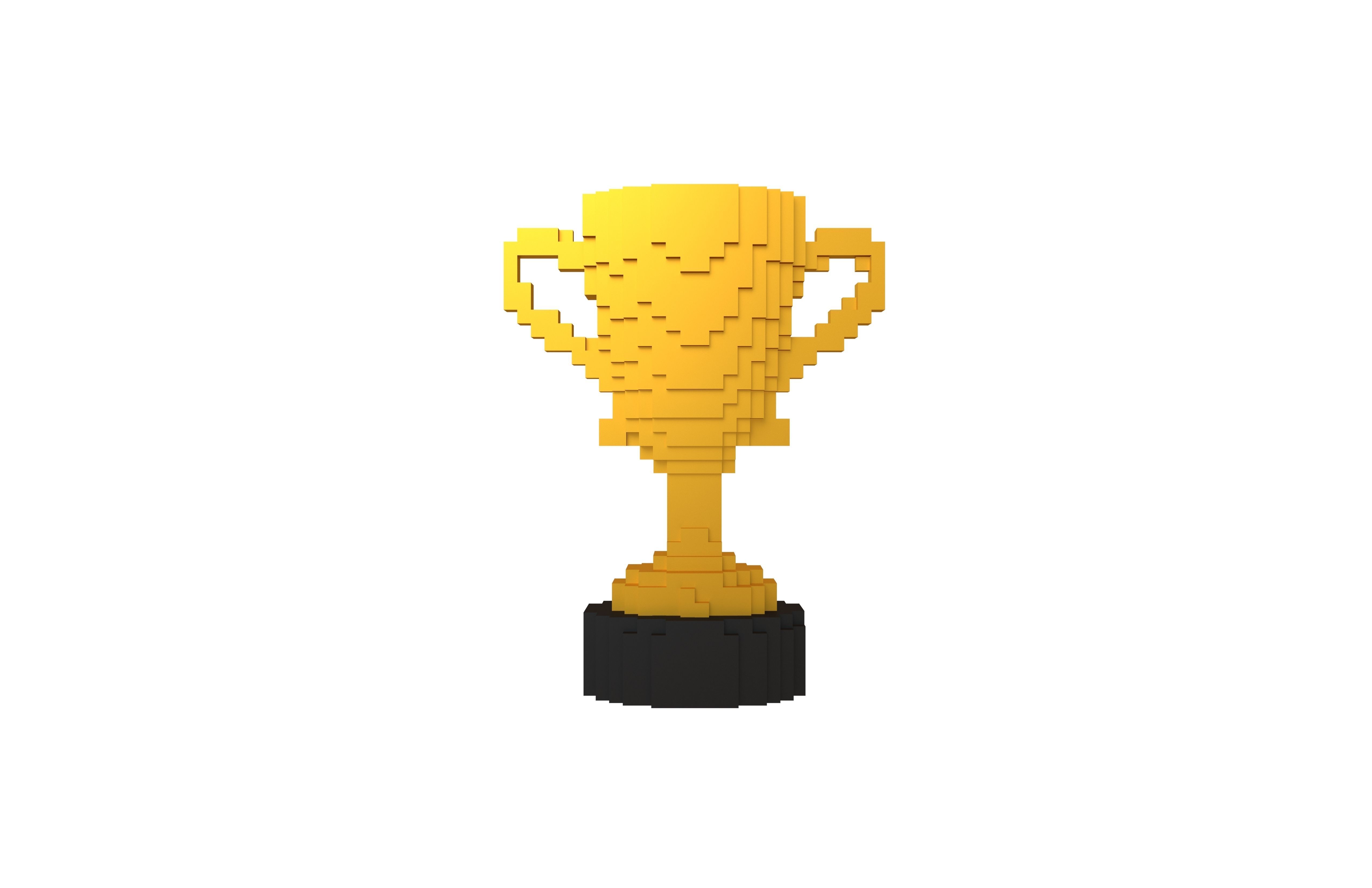 Voxel Trophy v1 008 Low-poly 3D model_1
