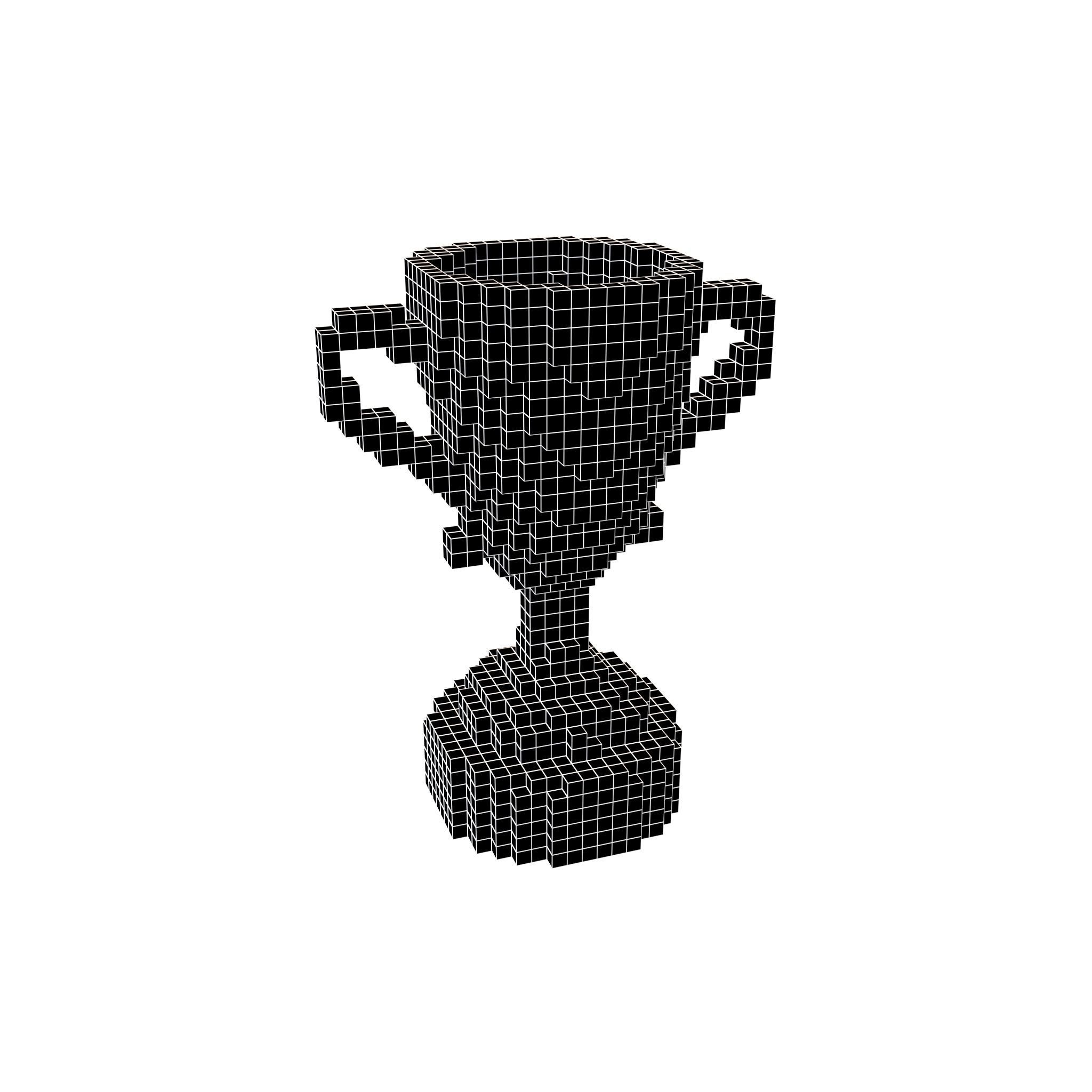 Voxel Trophy v1 008 Low-poly 3D model_4