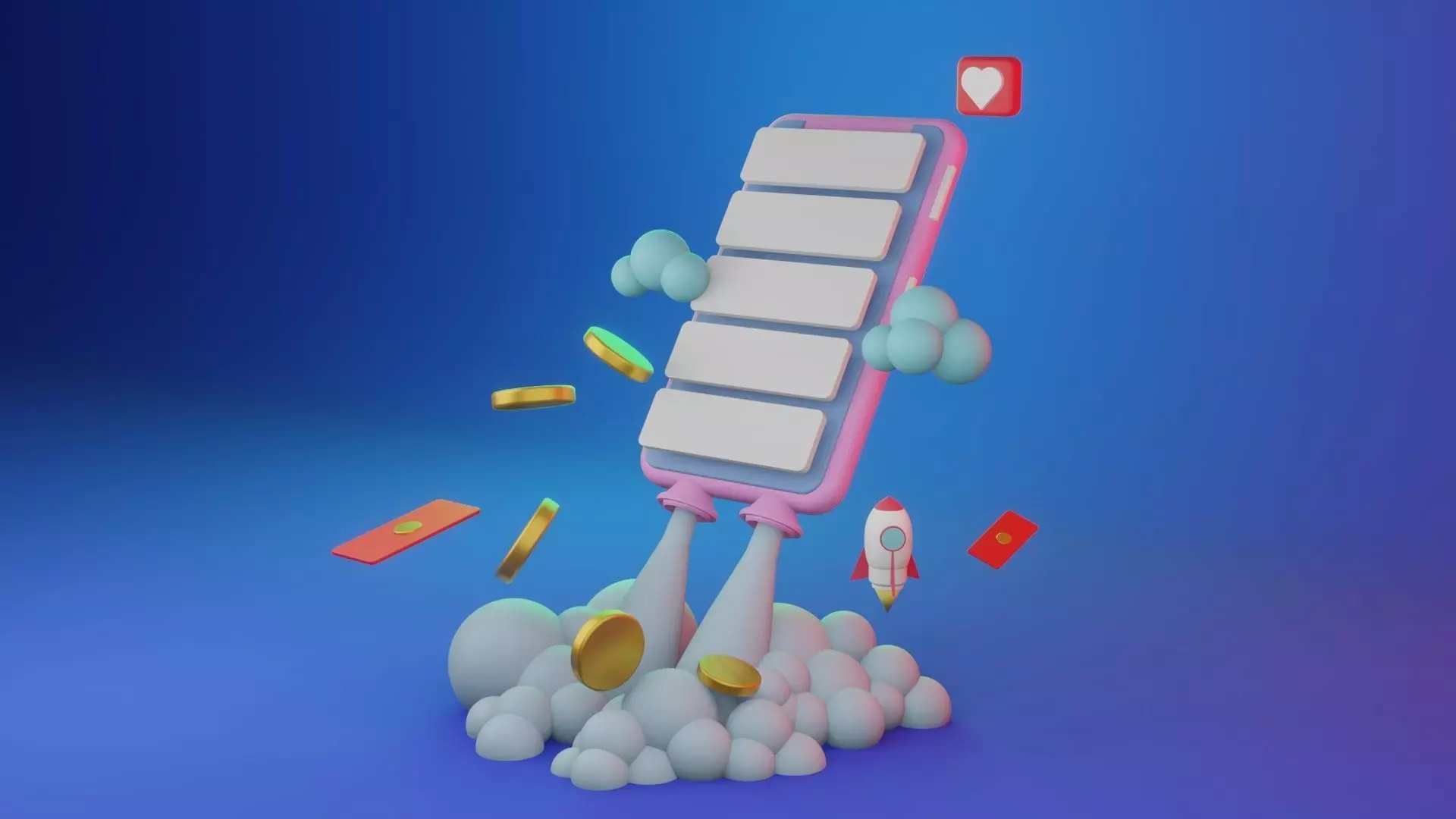 Rocket phone bit coins 3D model_0
