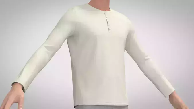 Collarless Long Sleeve Shirt