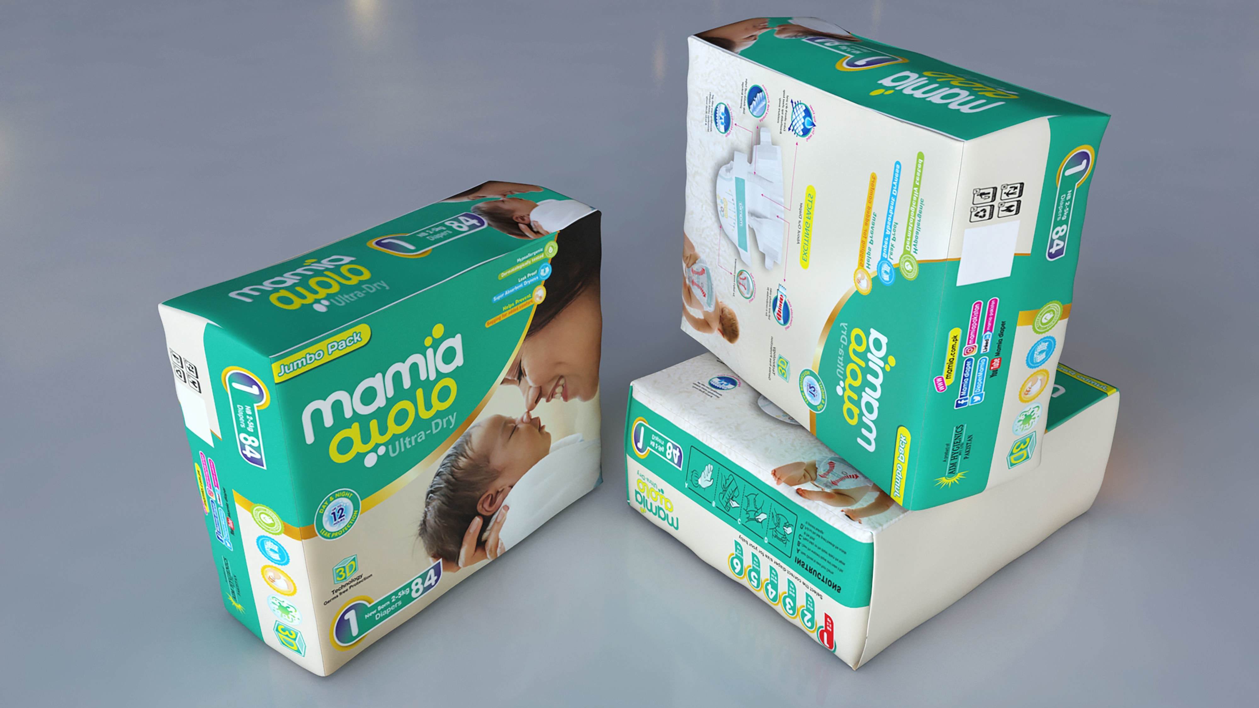 Diaper 3D model two boxes of baby diapers 3D model_3