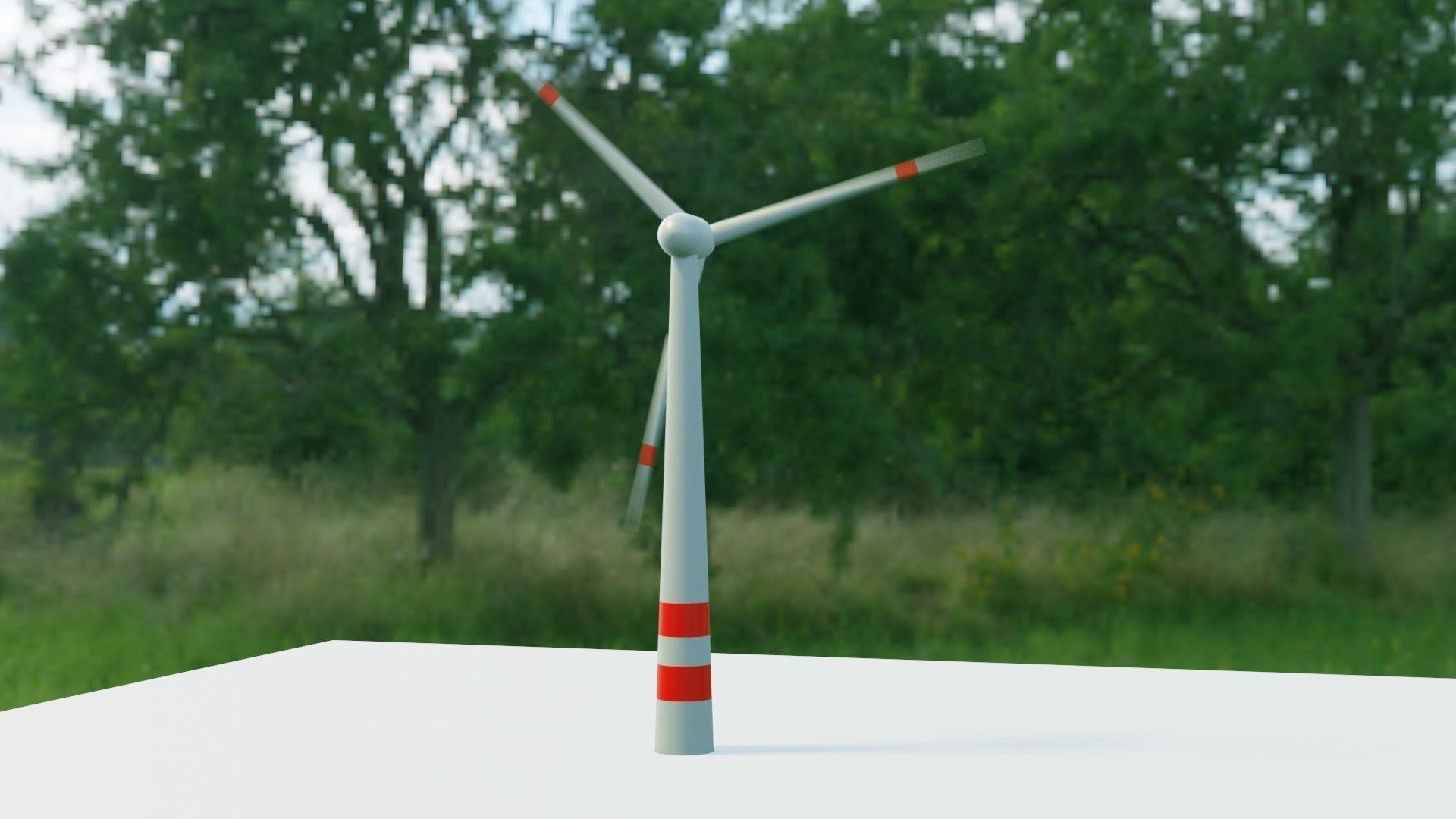 WindMill wind turbine in grass Free 3D model_4