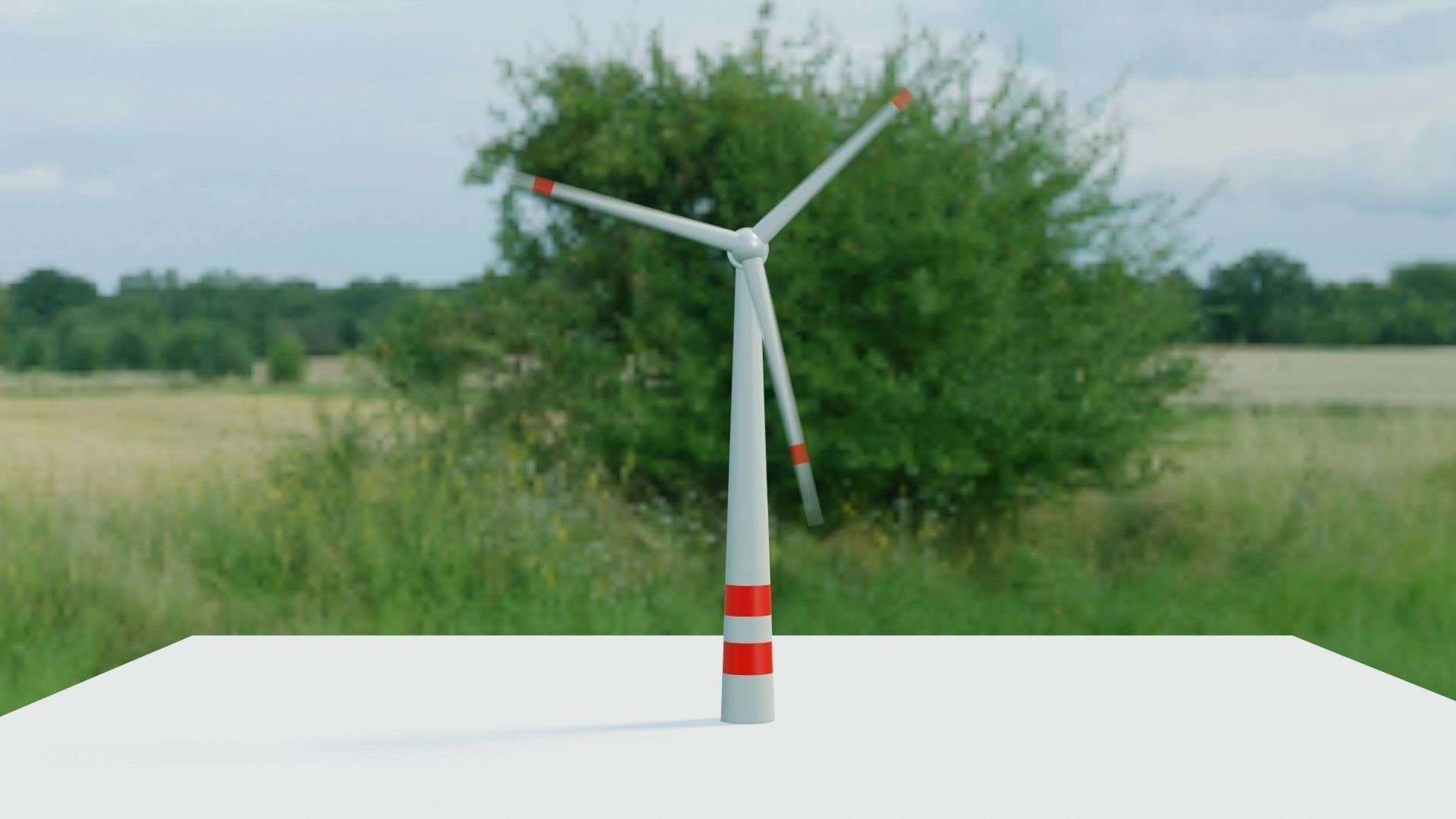 WindMill wind turbine in grass Free 3D model_2