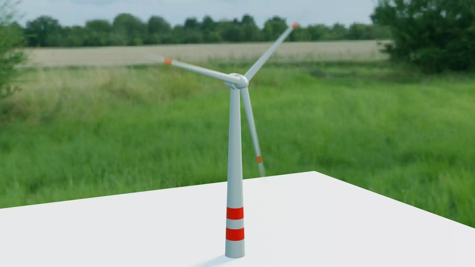 WindMill wind turbine in grass Free 3D model_0