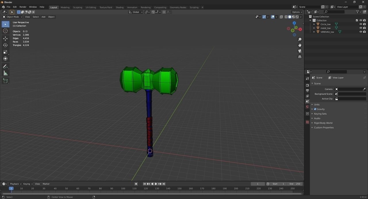 3D GAME ASSET battle MOLOT Low-poly 3D model_2