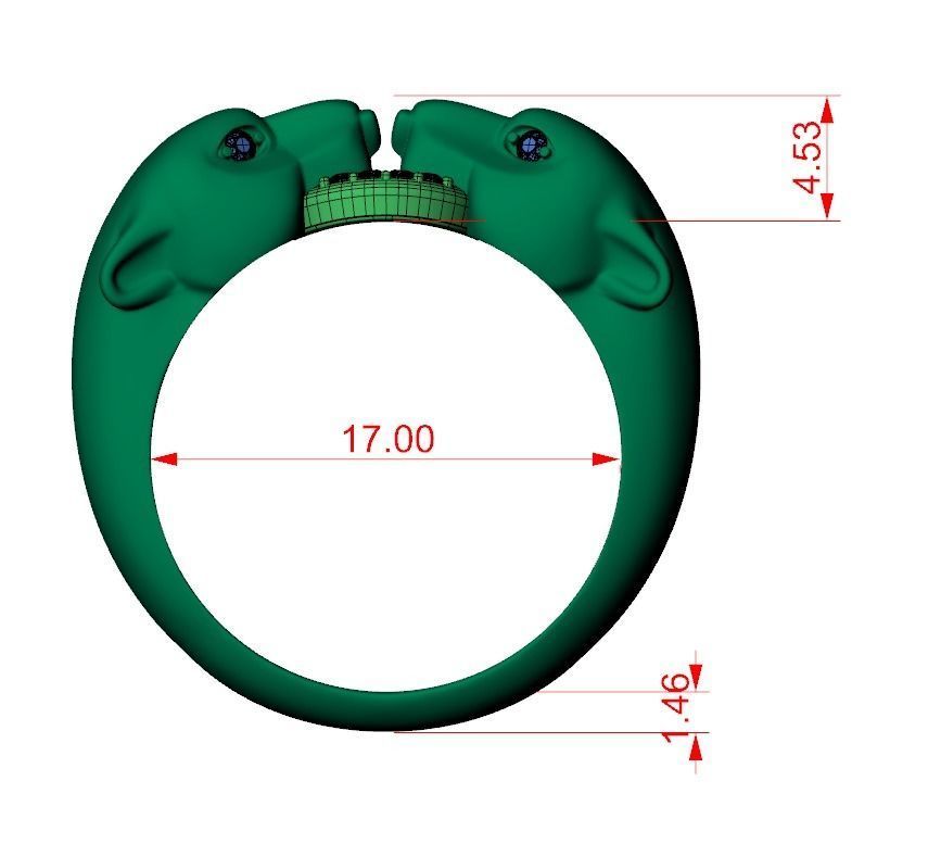 Fashion Ring two panthers  3D print model_12