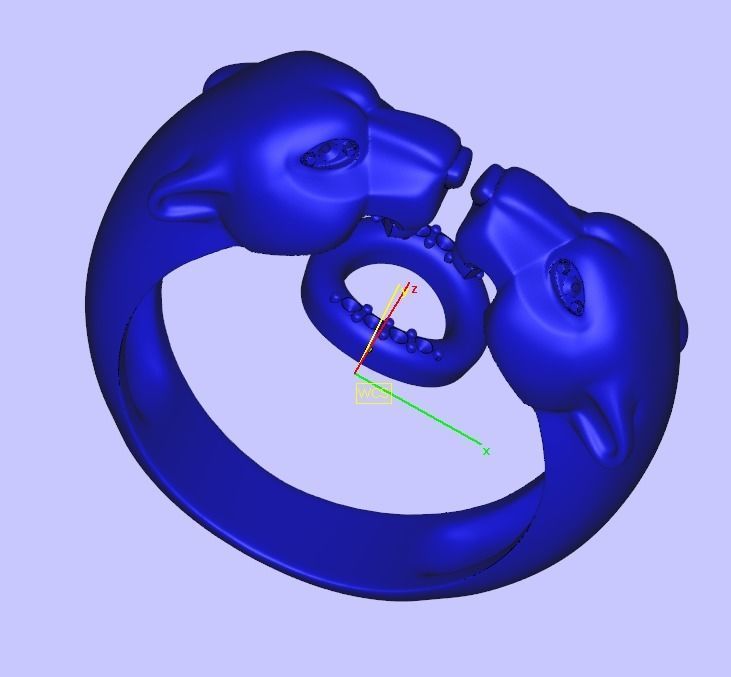 Fashion Ring two panthers  3D print model_14