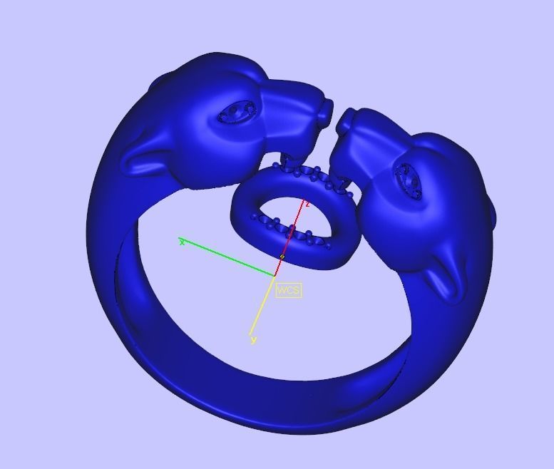 Fashion Ring two panthers  3D print model_5