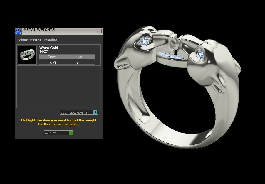 Fashion Ring two panthers  3D print model_13
