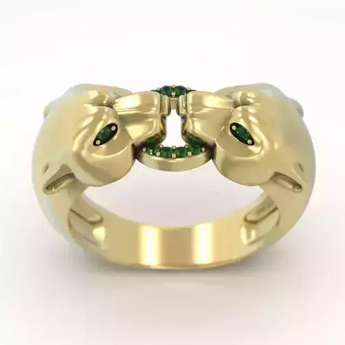 Fashion Ring two panthers  3D print model