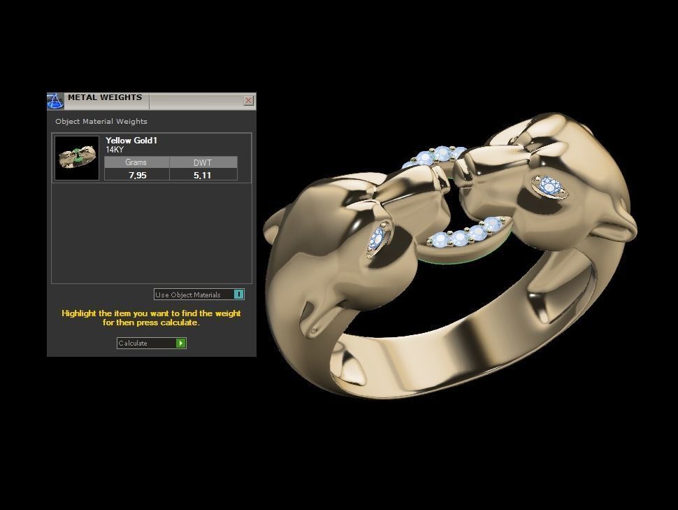 Fashion Ring two panthers  3D print model_11