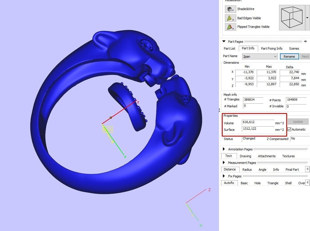 Fashion Ring two panthers  3D print model_6