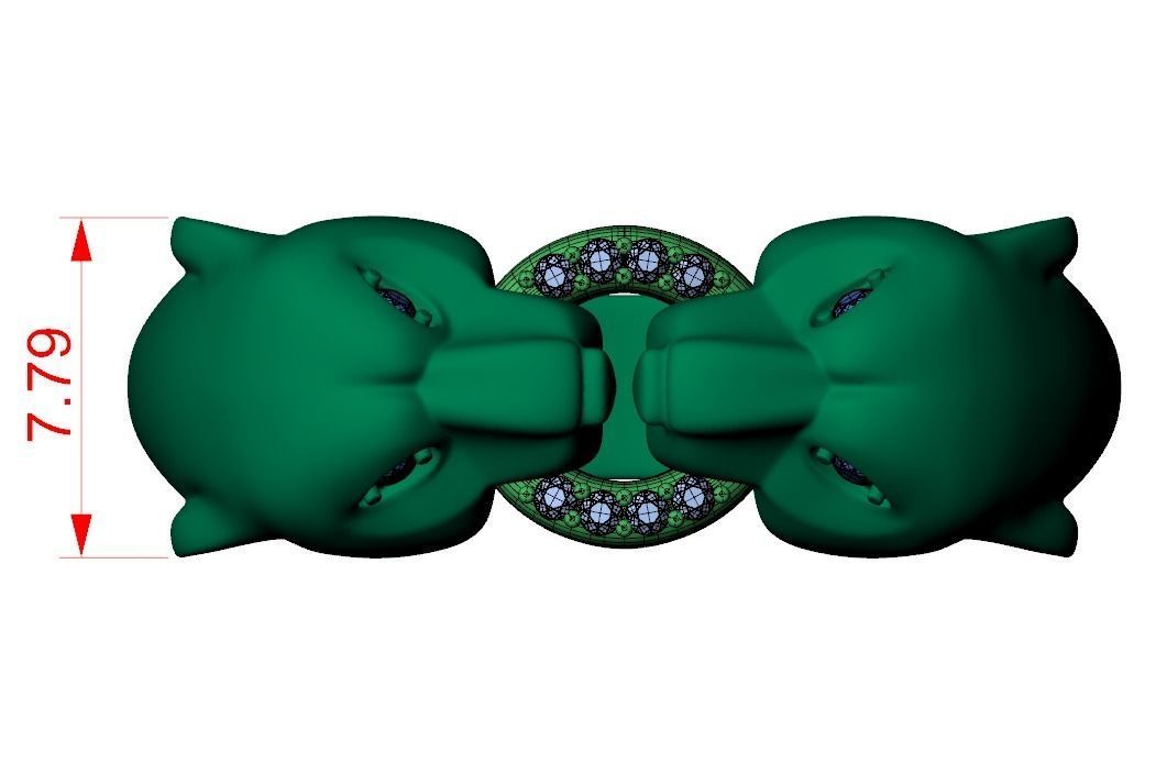 Fashion Ring two panthers  3D print model_4