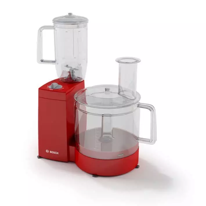 Red Plastic Food Processor 3D model_0