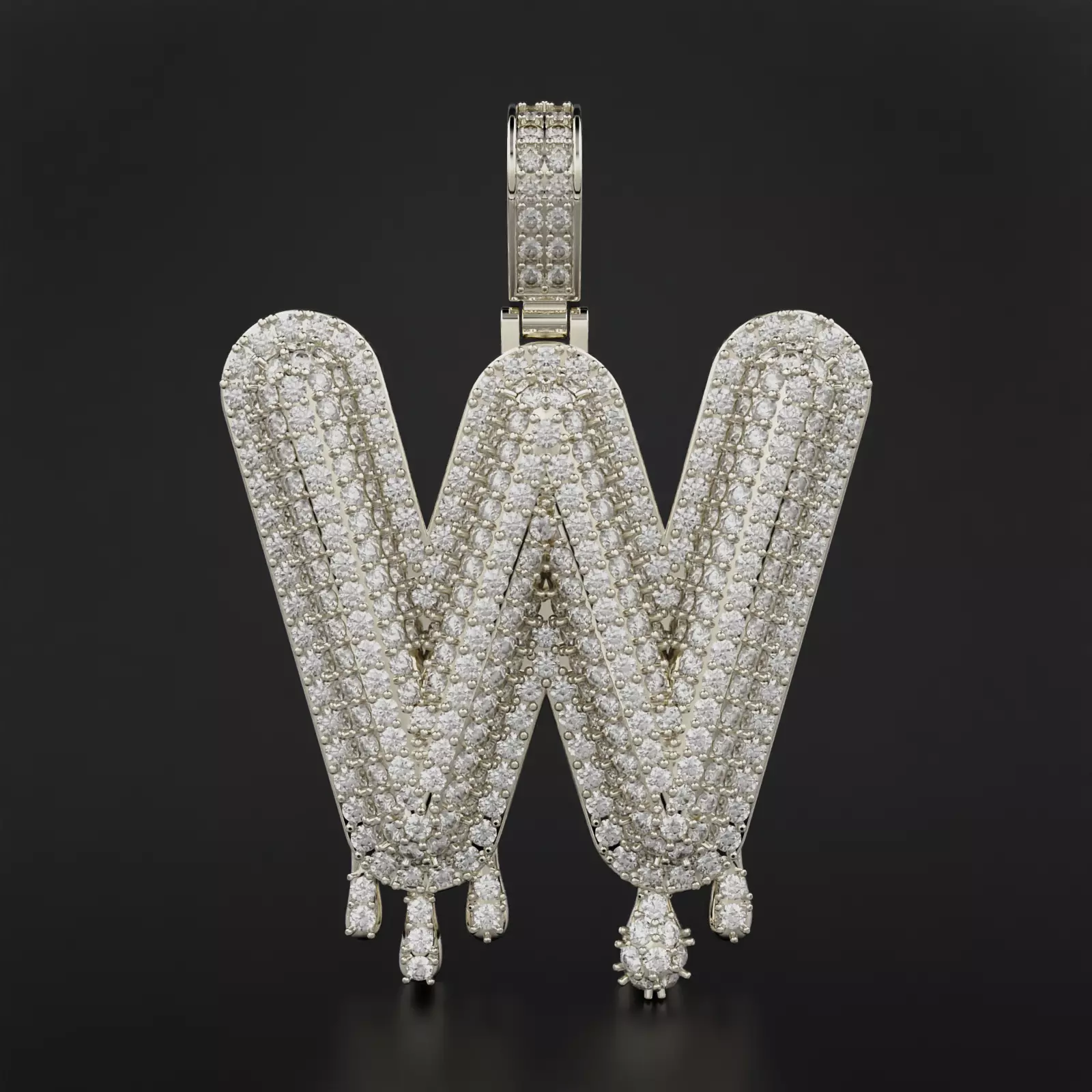 Bubble Letter W with Drip Pendant 3D print model_0